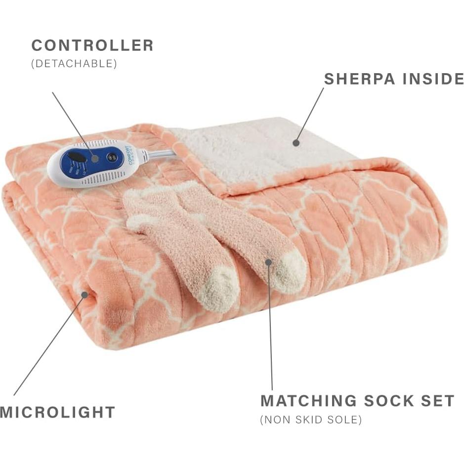 Manta eléctrica Comfort Spaces 127x163 cm Ogee Blush reversible