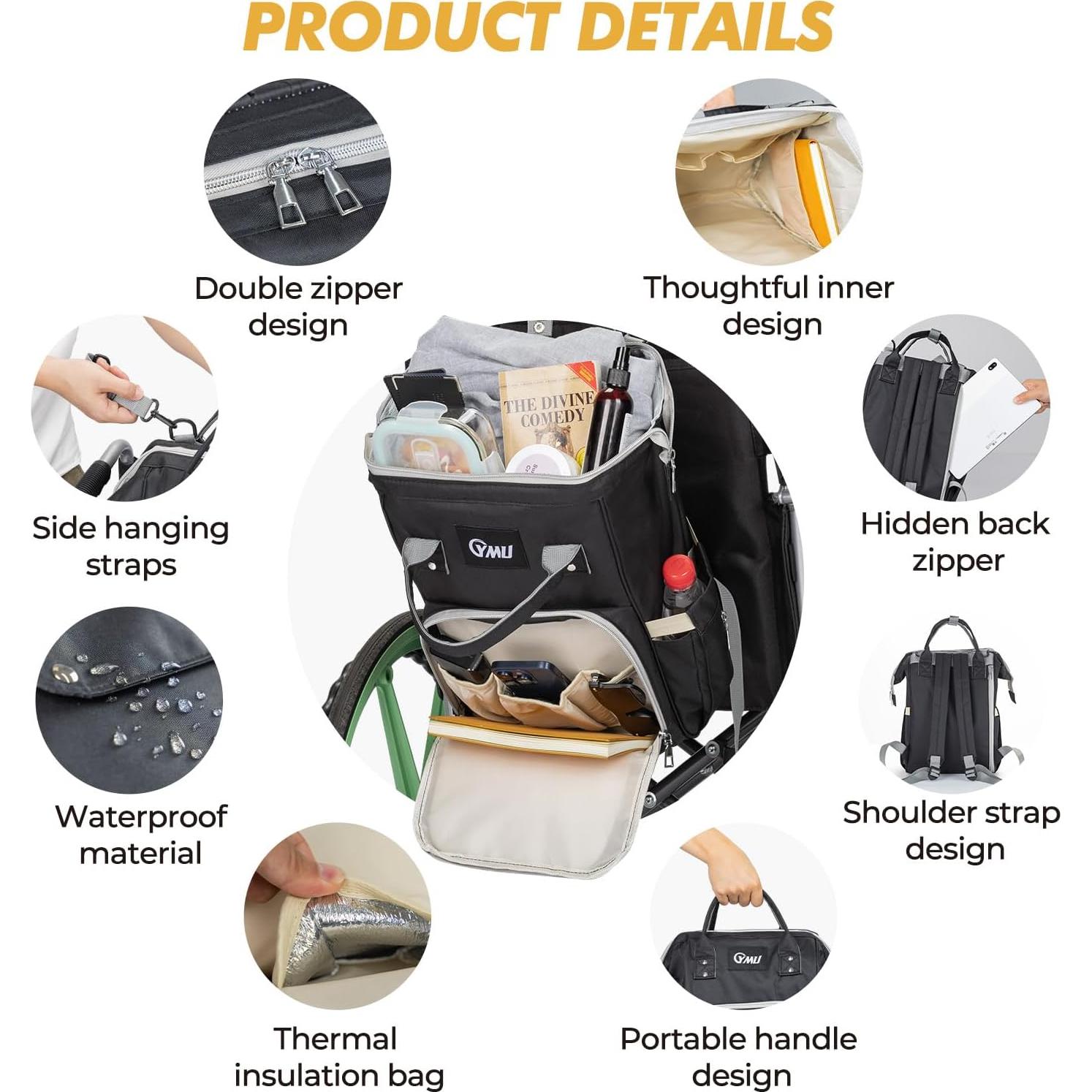 Bolsa para Silla de Ruedas YMU con Soporte para Taza