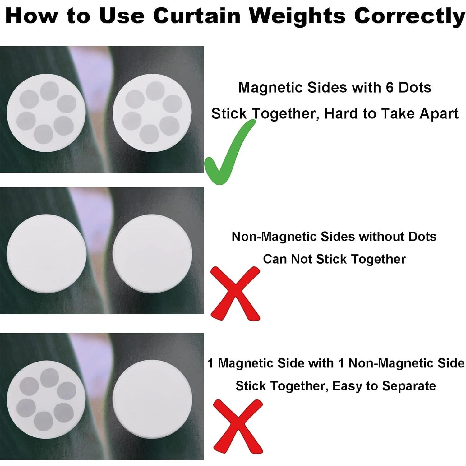 Pesas Magnéticas para Cortinas LEVOSHUA 8 Piezas Goma