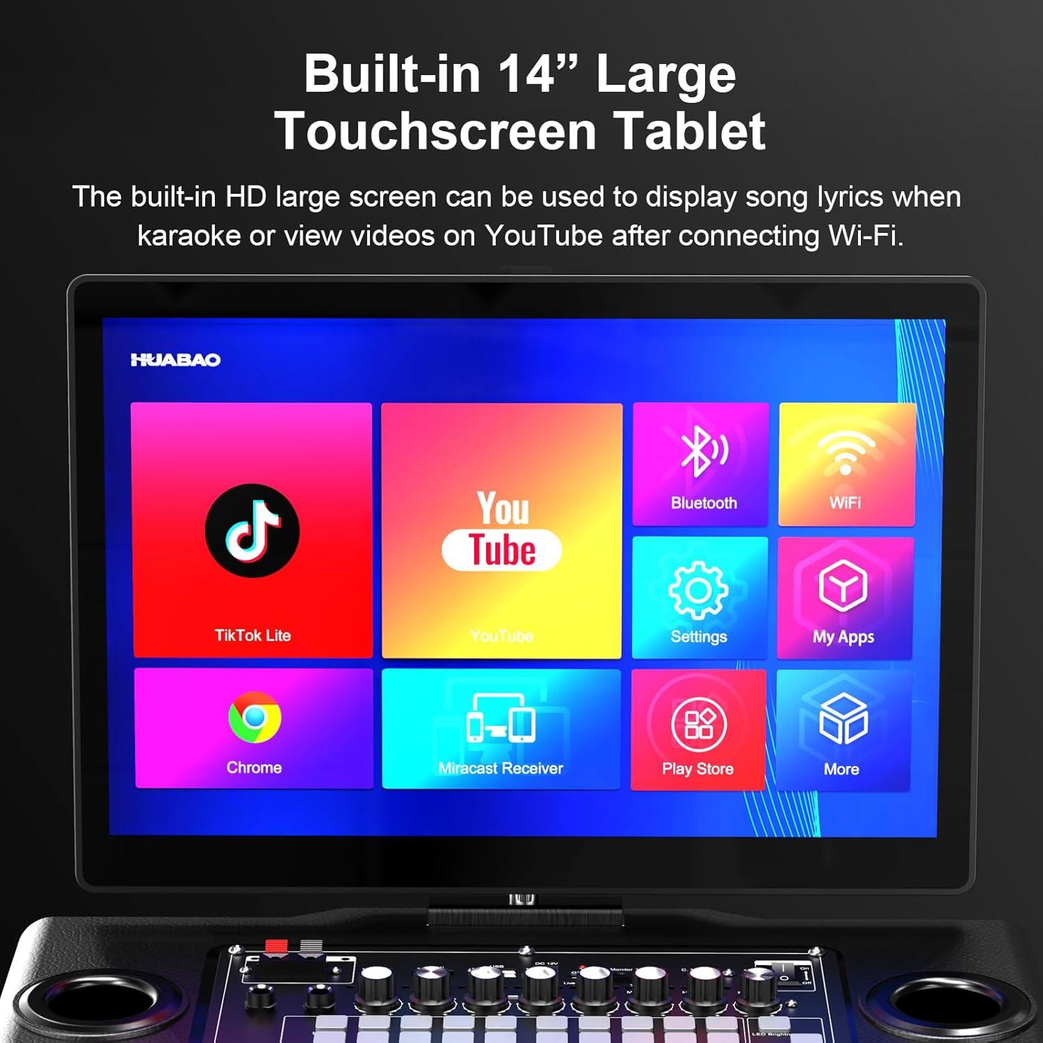 Máquina de Karaoke Inteligente A116 con Pantalla 14" y 2 Micrófonos