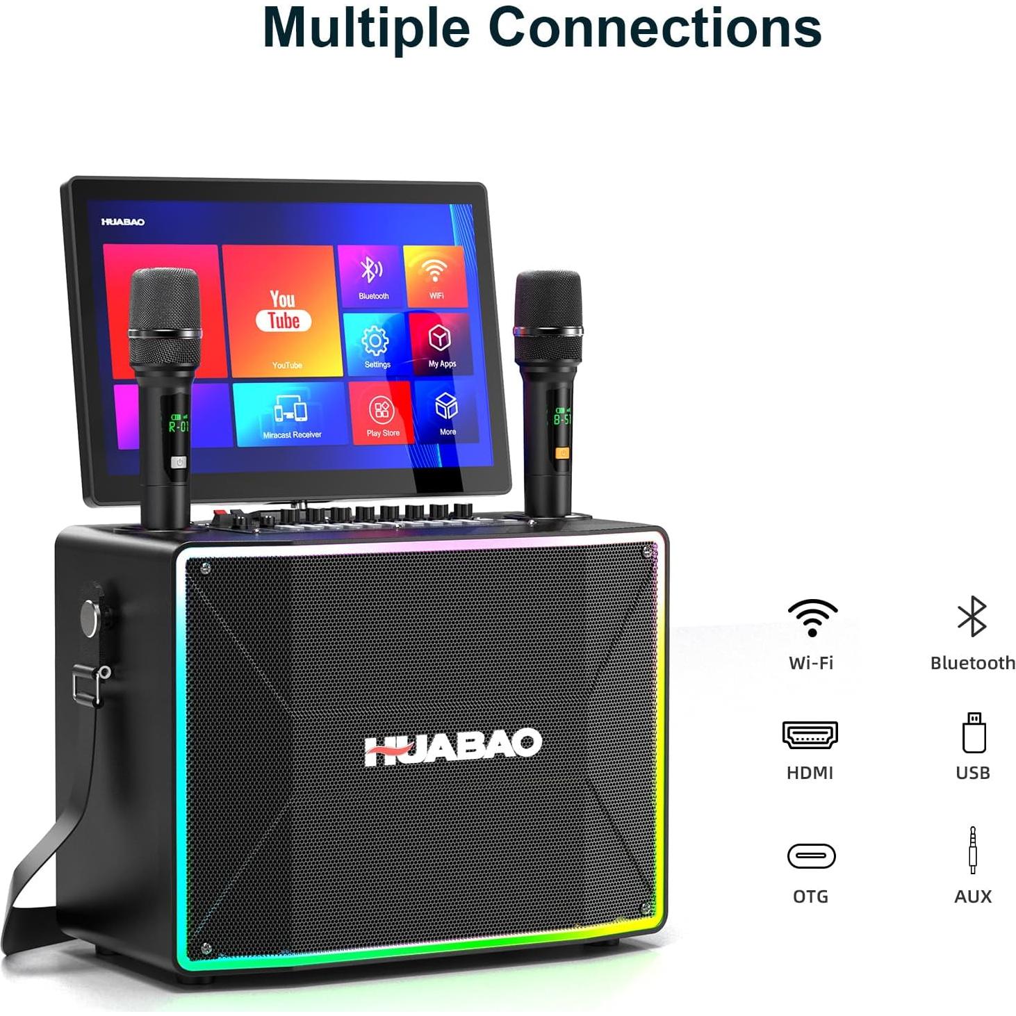 Máquina de Karaoke Inteligente A116 con Pantalla 14" y 2 Micrófonos