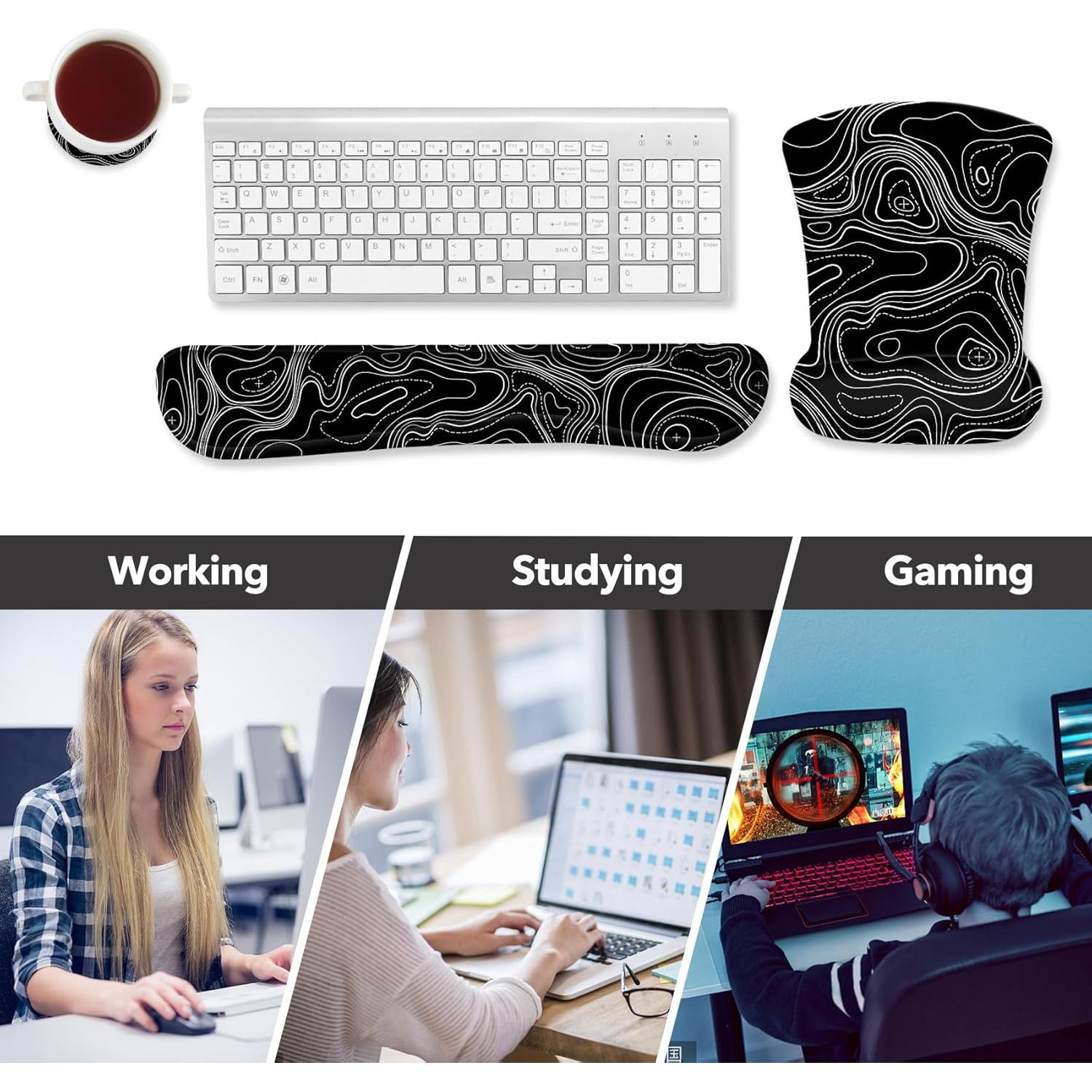 Conjunto Ergonómico AIMSA: Reposamuñecas y Alfombrilla Negro