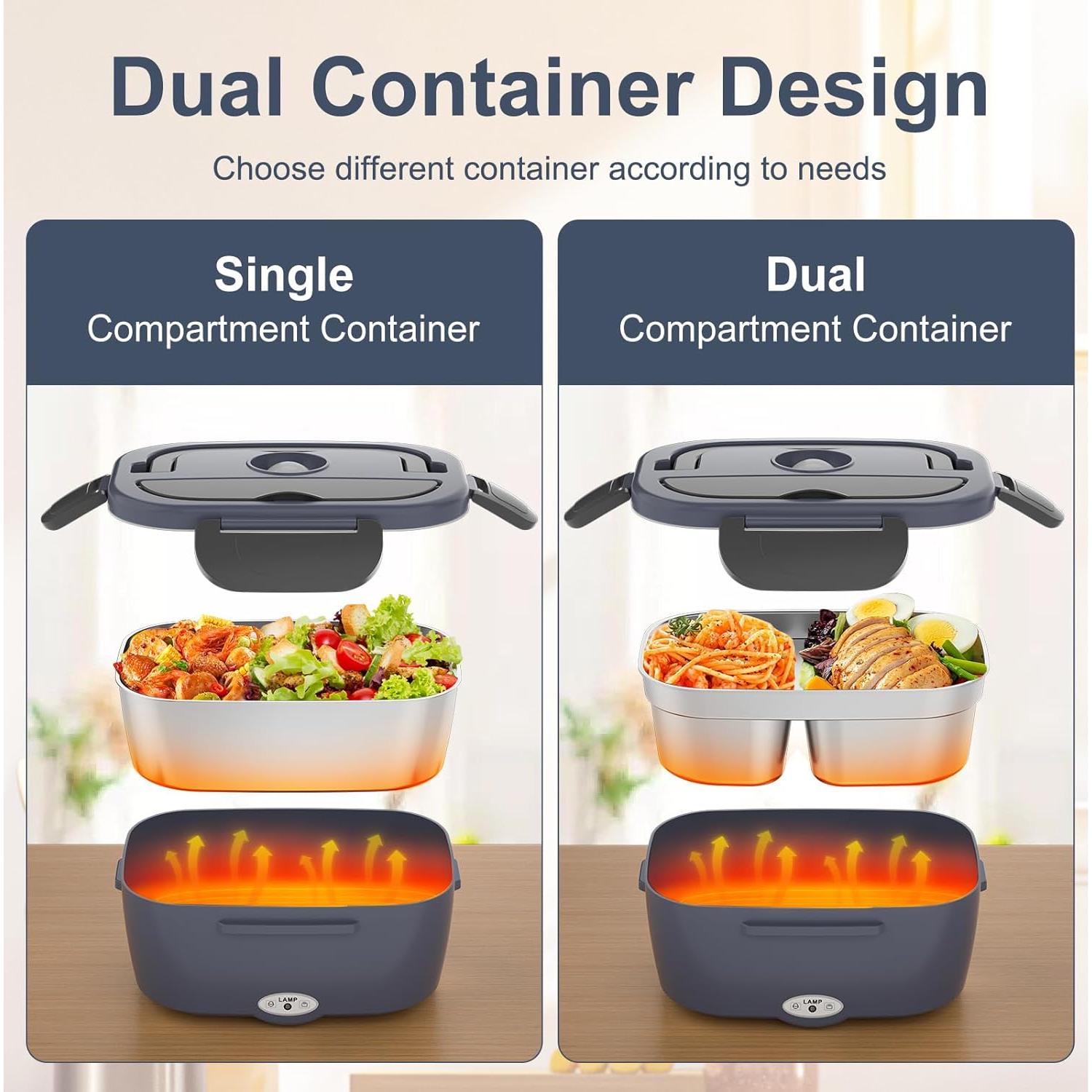 Calentador de Comida Eléctrico Carsolt 3 en 1 1.5L Acero Inoxidable