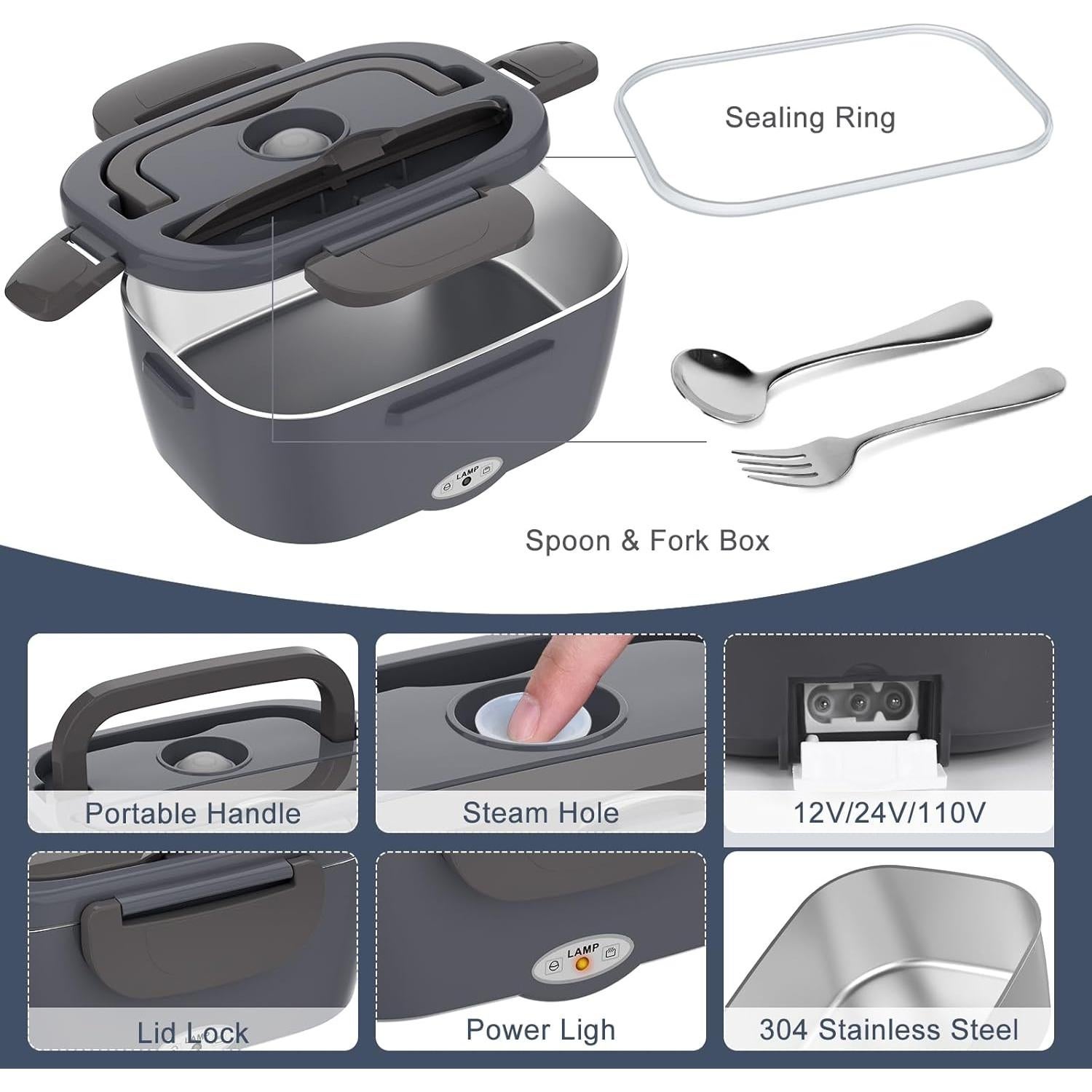 Calentador de Comida Eléctrico Carsolt 3 en 1 1.5L Acero Inoxidable