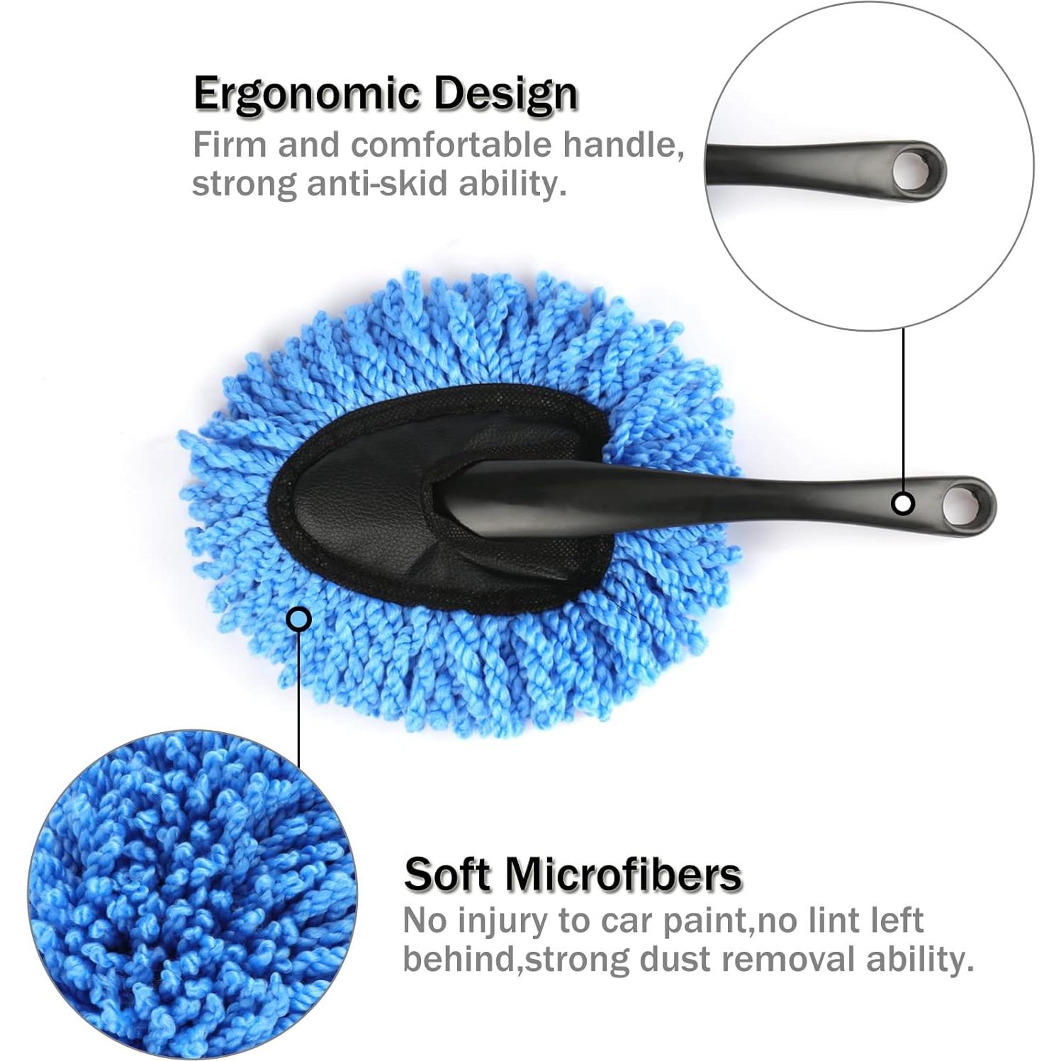 Amiss 2 Pack Mini Cepillos de Microfibra para Coche - Azul