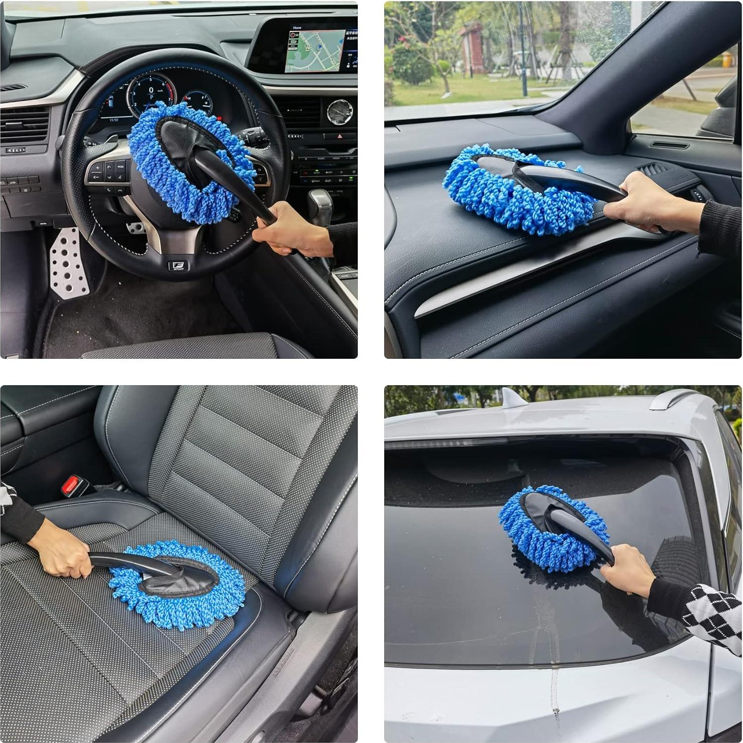 Amiss 2 Pack Mini Cepillos de Microfibra para Coche - Azul