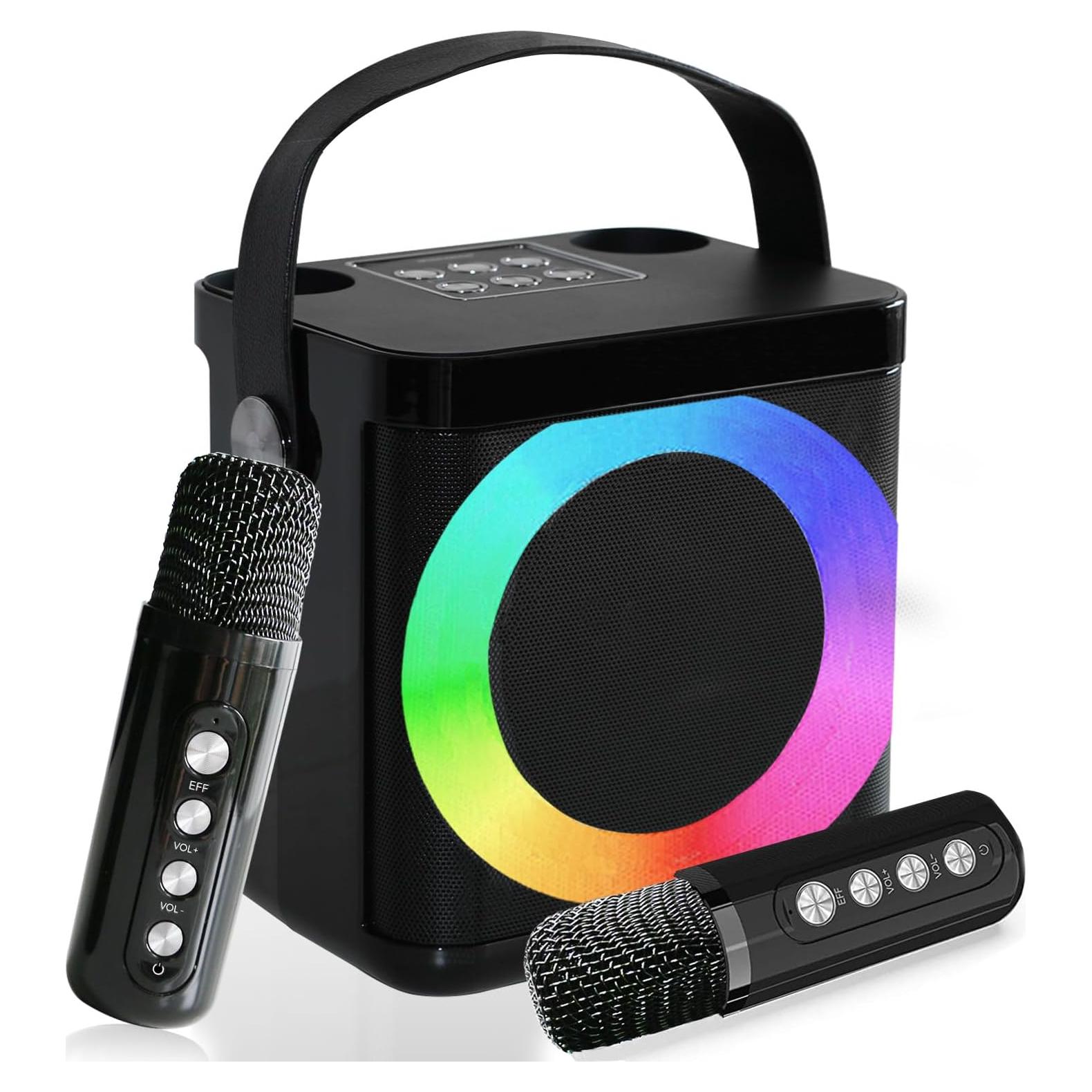 Mini Máquina de Karaoke MUMUWIND MMF-307B con 2 Micrófonos