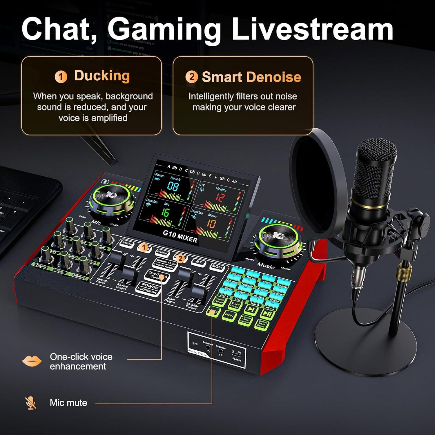 Paquete de Micrófono G10 + Mezclador de Audio 3.5mm