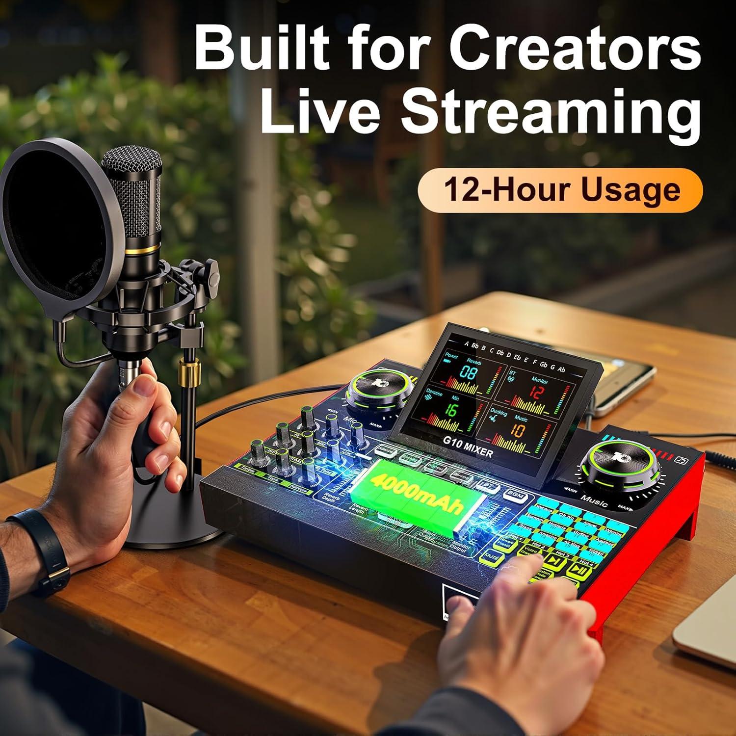 Paquete de Micrófono G10 + Mezclador de Audio 3.5mm