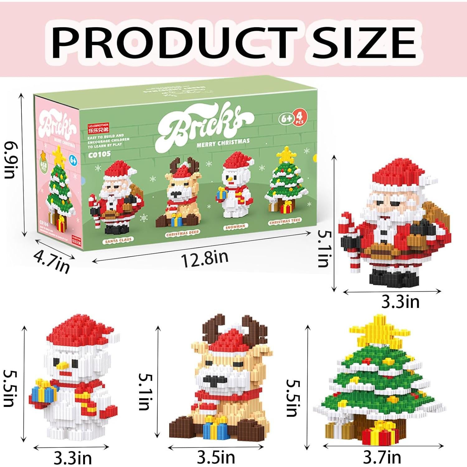 Juego de Bloques de Construcción Navideños 4 en 1 Hisgeru