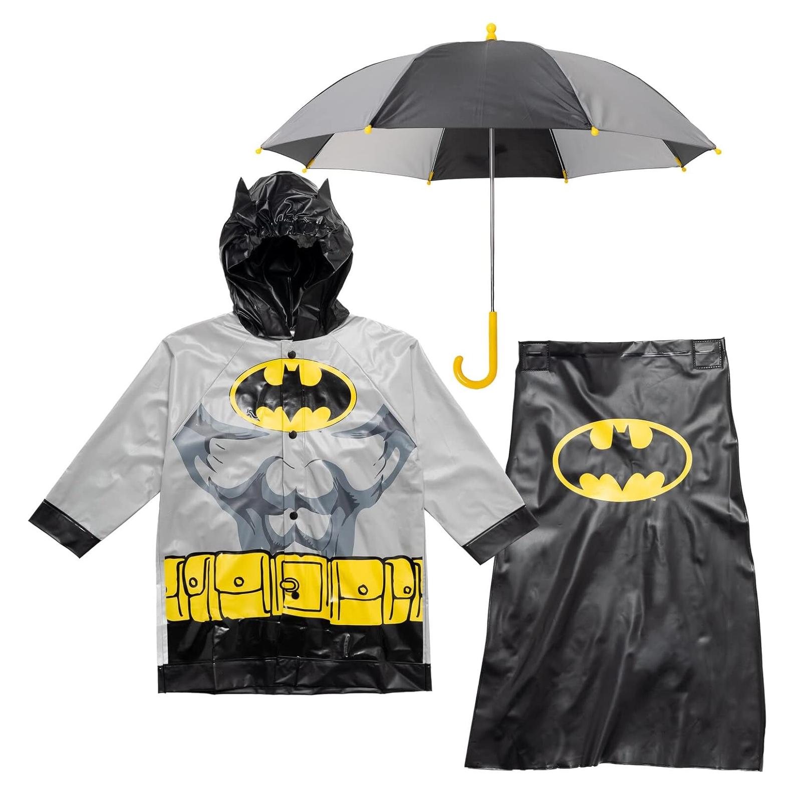 Conjunto 3 Piezas Chaqueta Impermeable Batman DC Comics 4T