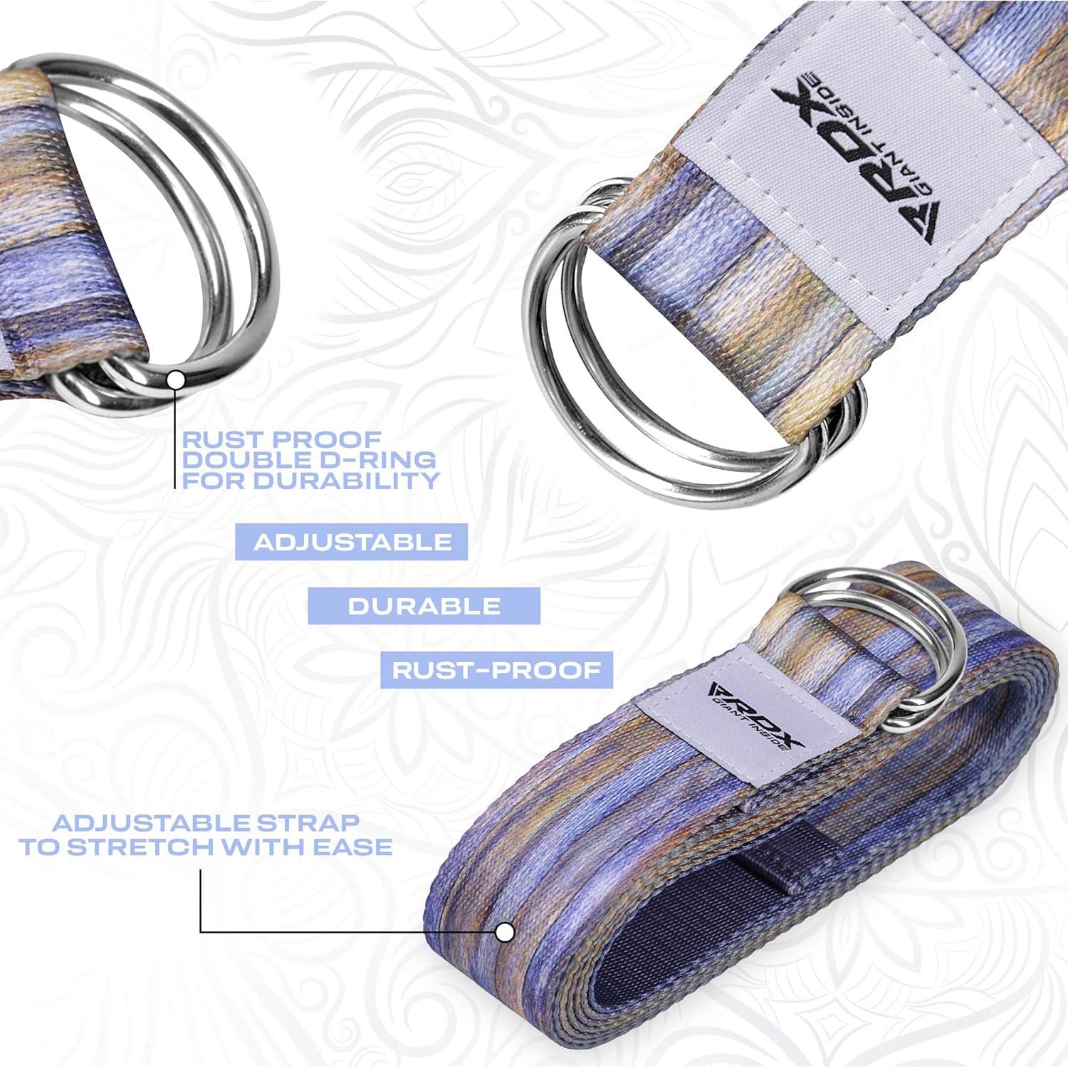 Correa de Yoga RDX 2.44m Ajustable Poliester Algodón