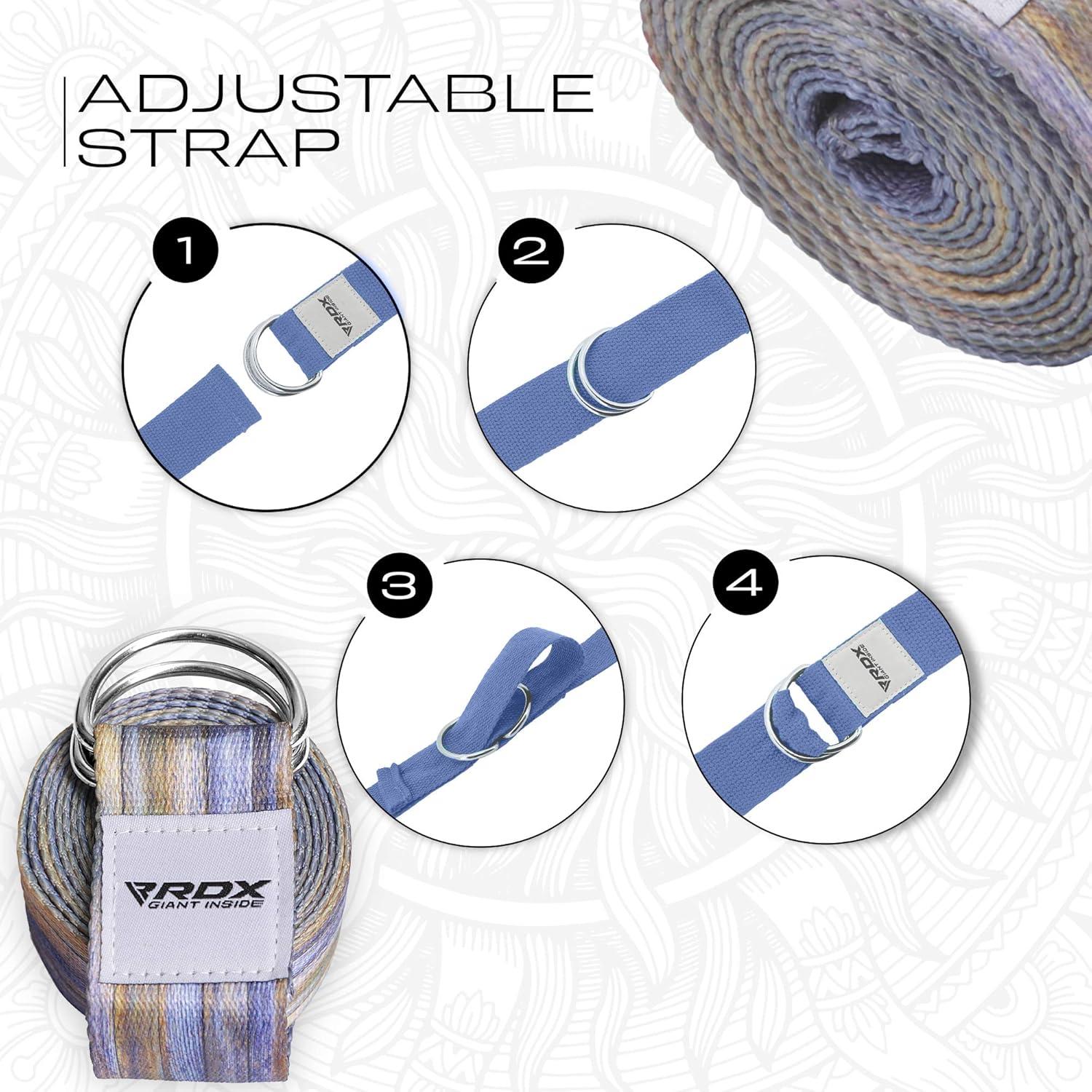 Correa de Yoga RDX 2.44m Ajustable Poliester Algodón