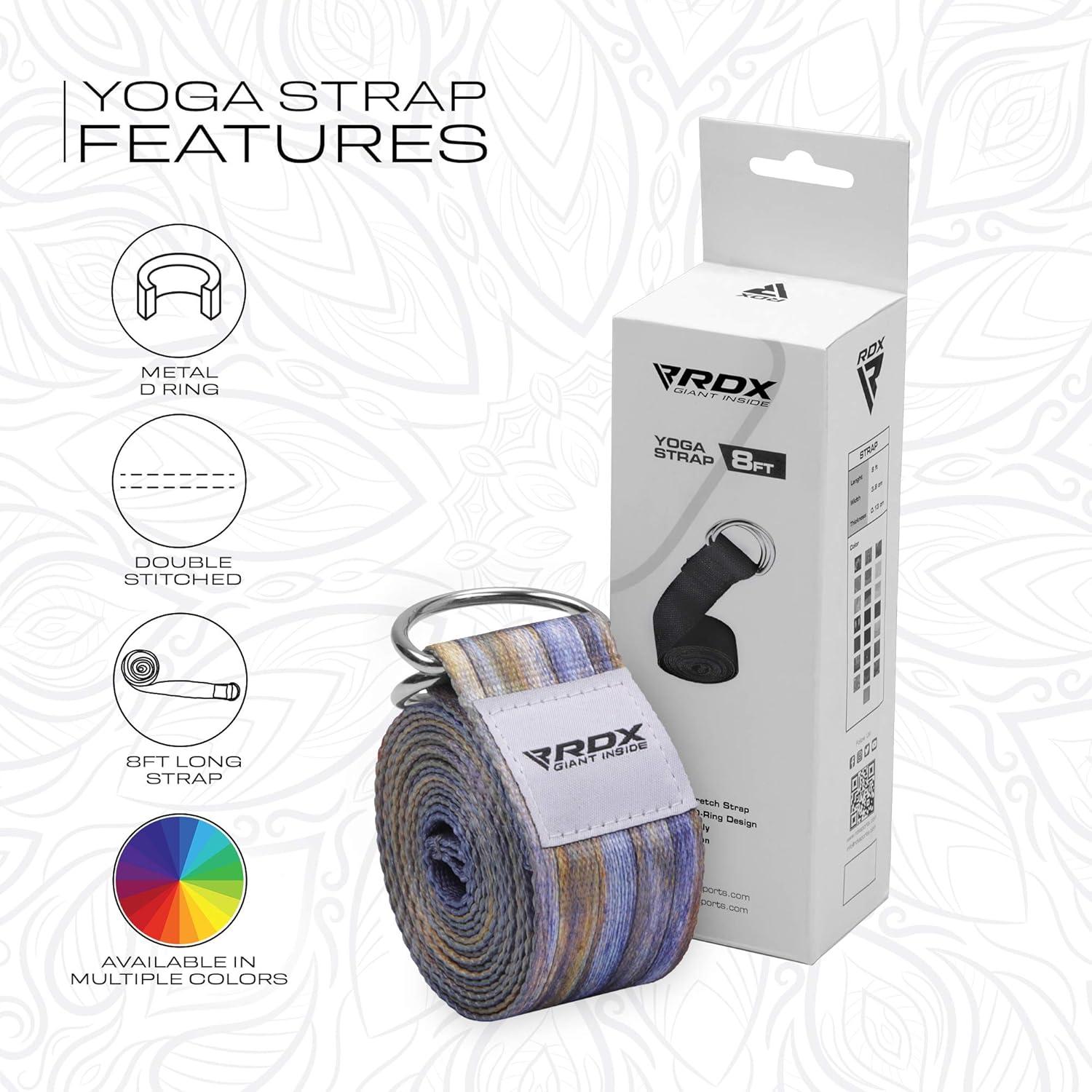 Correa de Yoga RDX 2.44m Ajustable Poliester Algodón