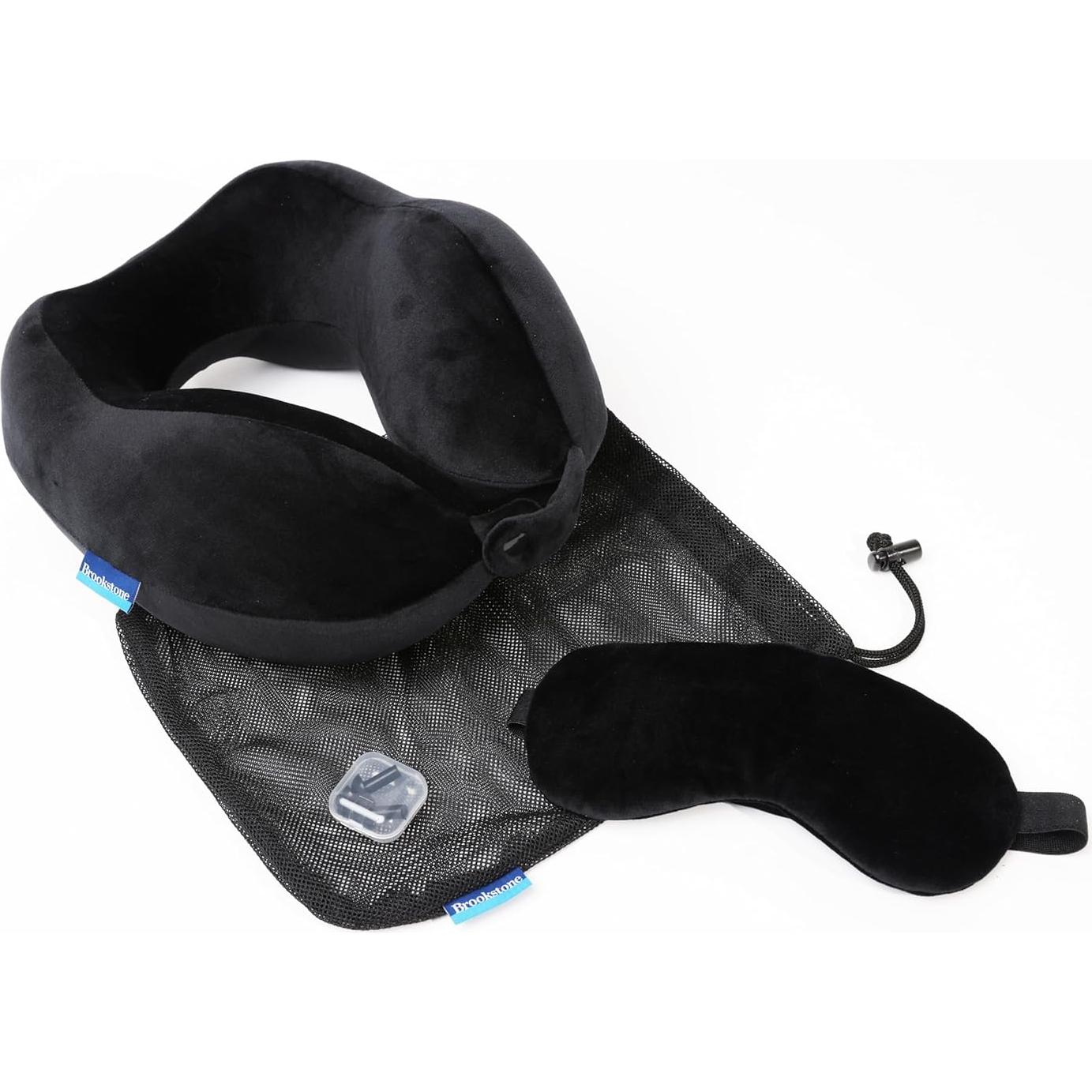 Conjunto de almohada de viaje Brookstone con máscara para ojos