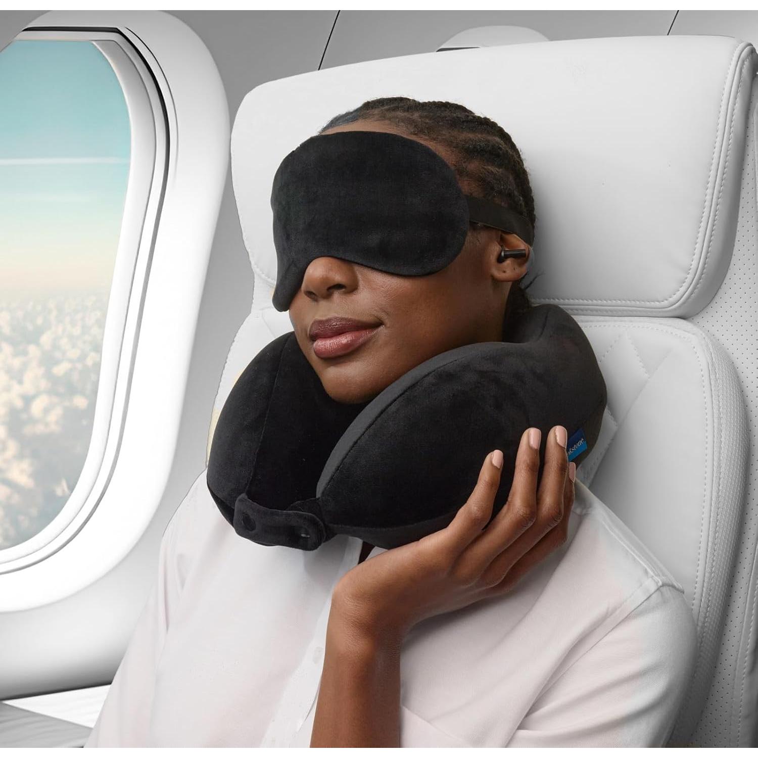 Conjunto de almohada de viaje Brookstone con máscara para ojos