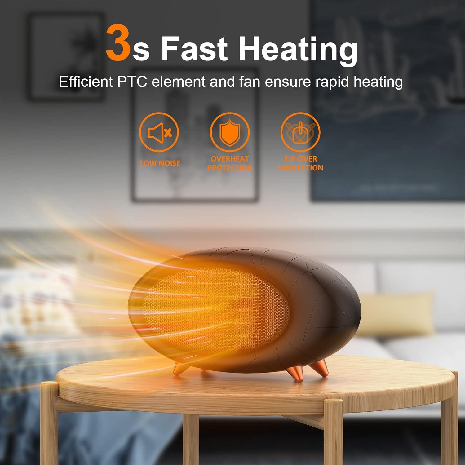 Calentador de escritorio PRSOOY 600W cerámica PTC portátil negro