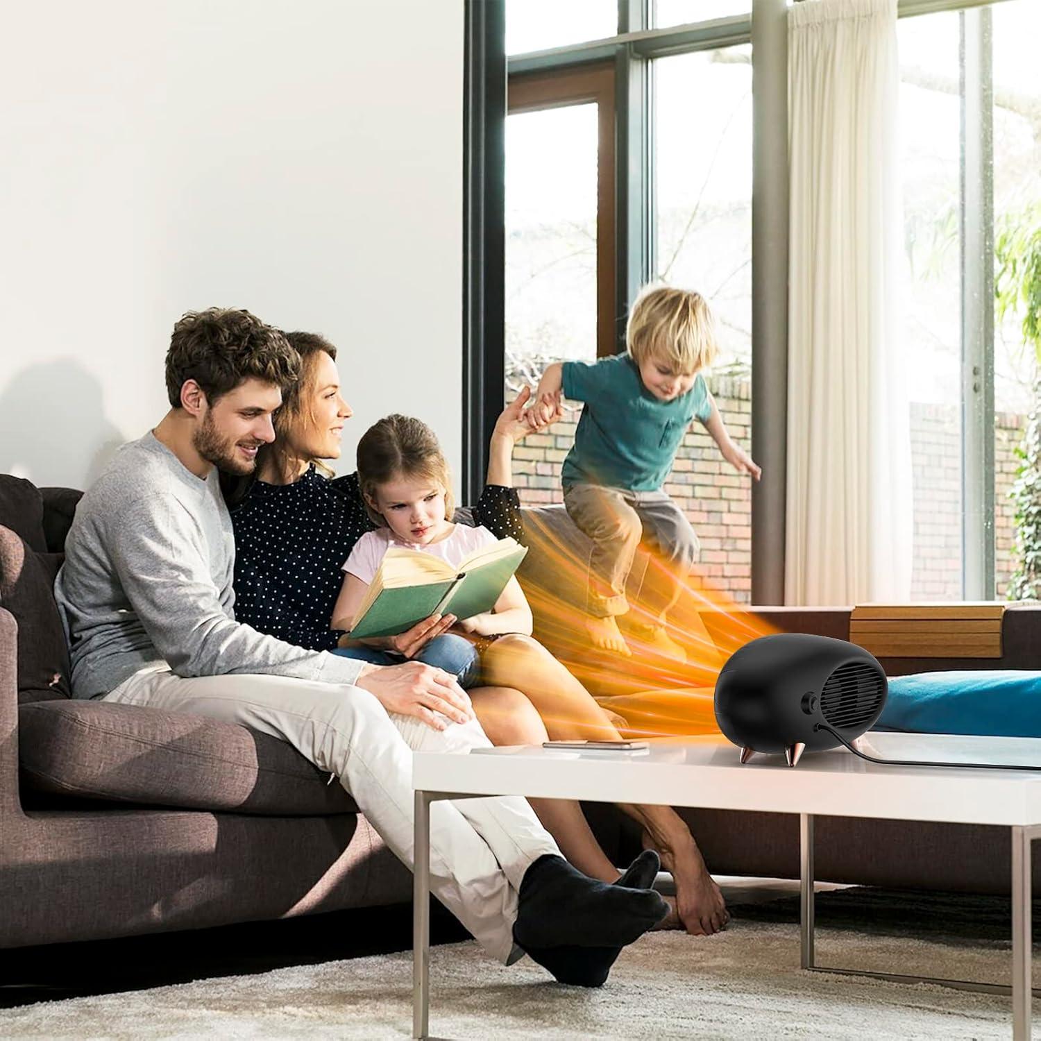 Calentador de escritorio PRSOOY 600W cerámica PTC portátil negro