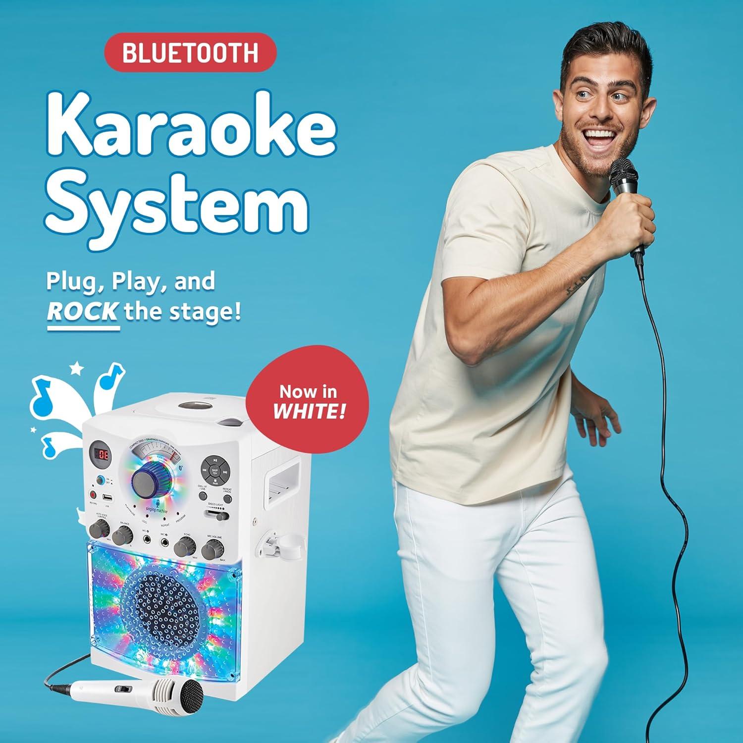 Karaoke Portátil Singing Machine SML385BTW Bluetooth con Micrófono