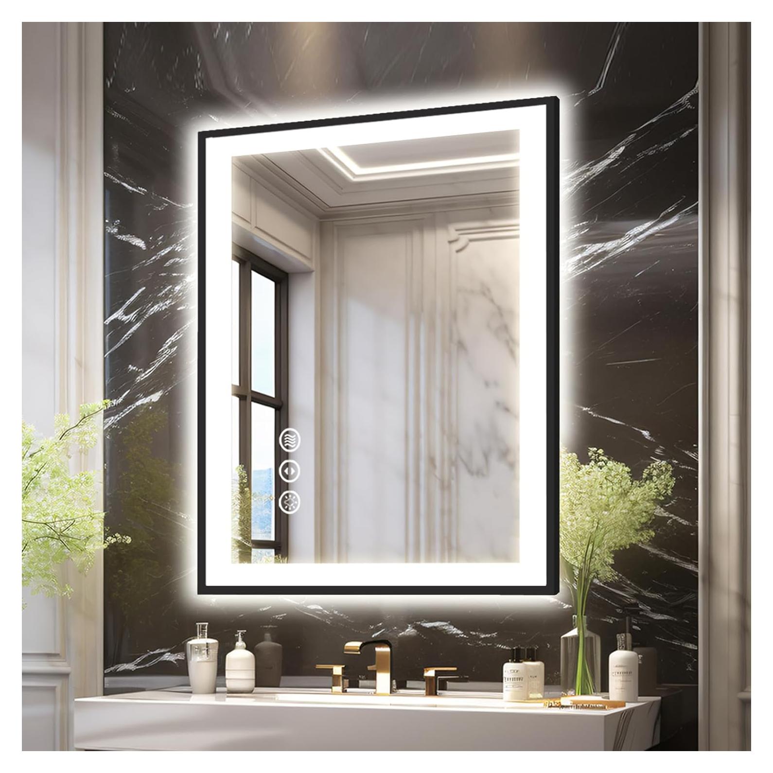 Espejo de Baño LED Megatex 50.8x71.1 cm Negro Retroiluminado