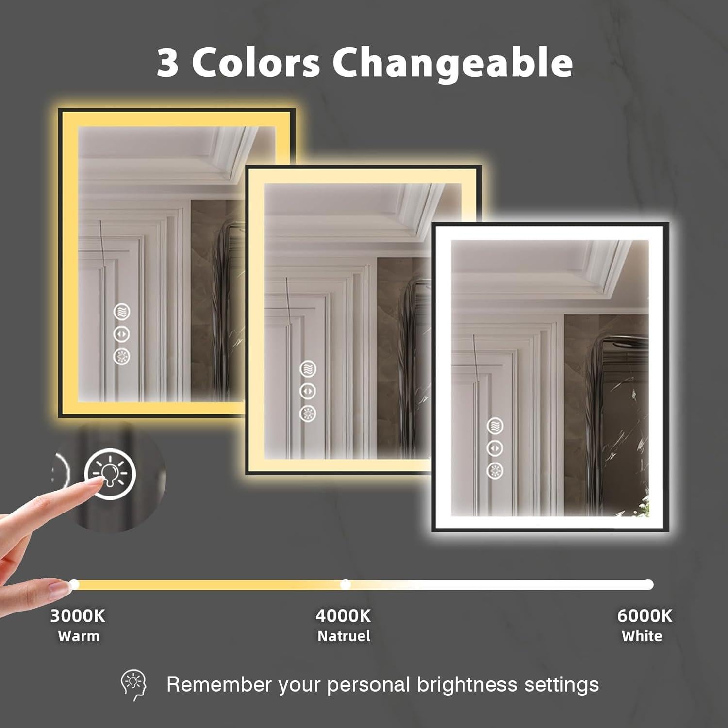 Espejo de Baño LED Megatex 50.8x71.1 cm Negro Retroiluminado