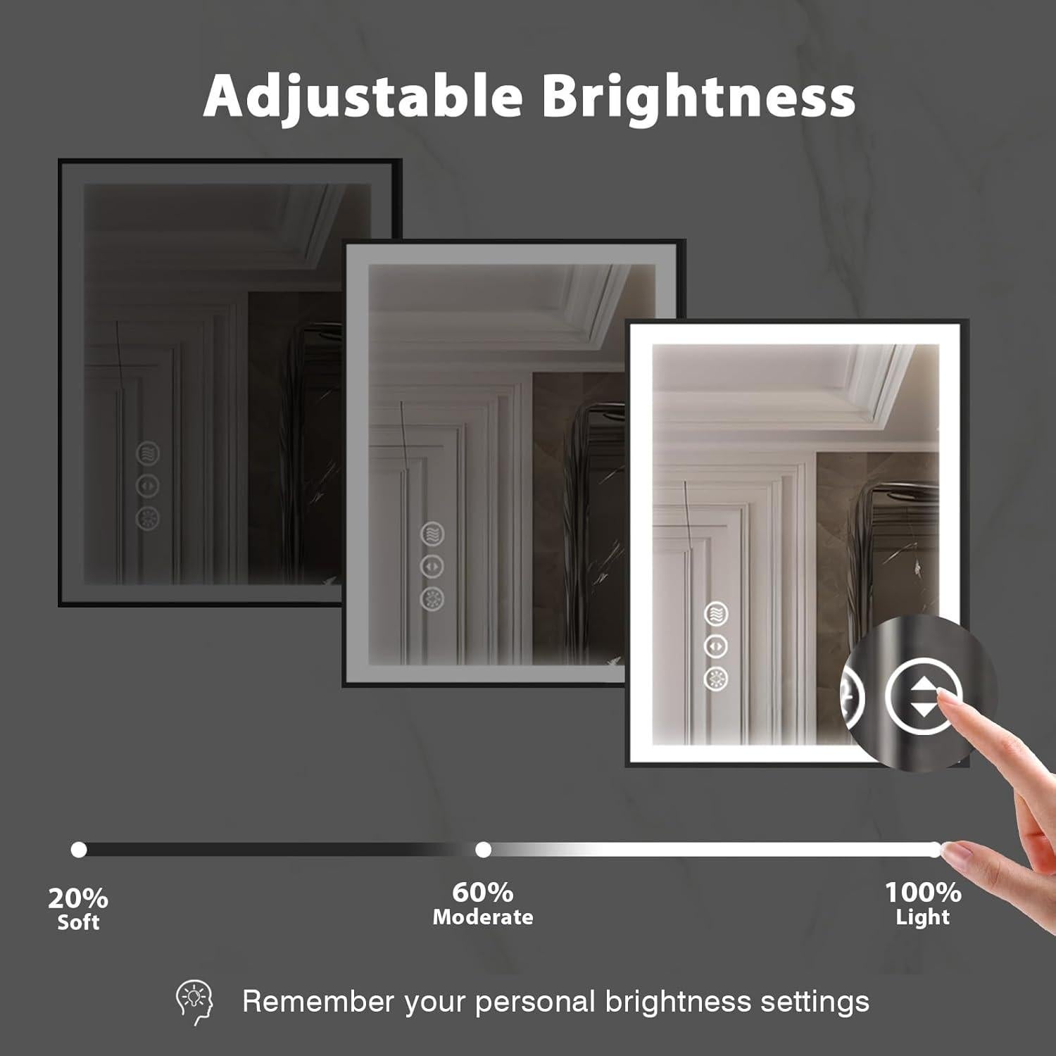 Espejo de Baño LED Megatex 50.8x71.1 cm Negro Retroiluminado