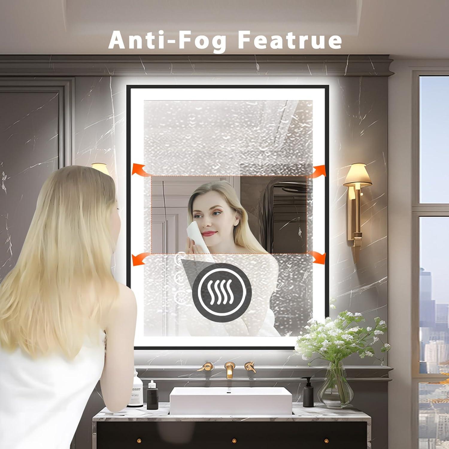 Espejo de Baño LED Megatex 50.8x71.1 cm Negro Retroiluminado