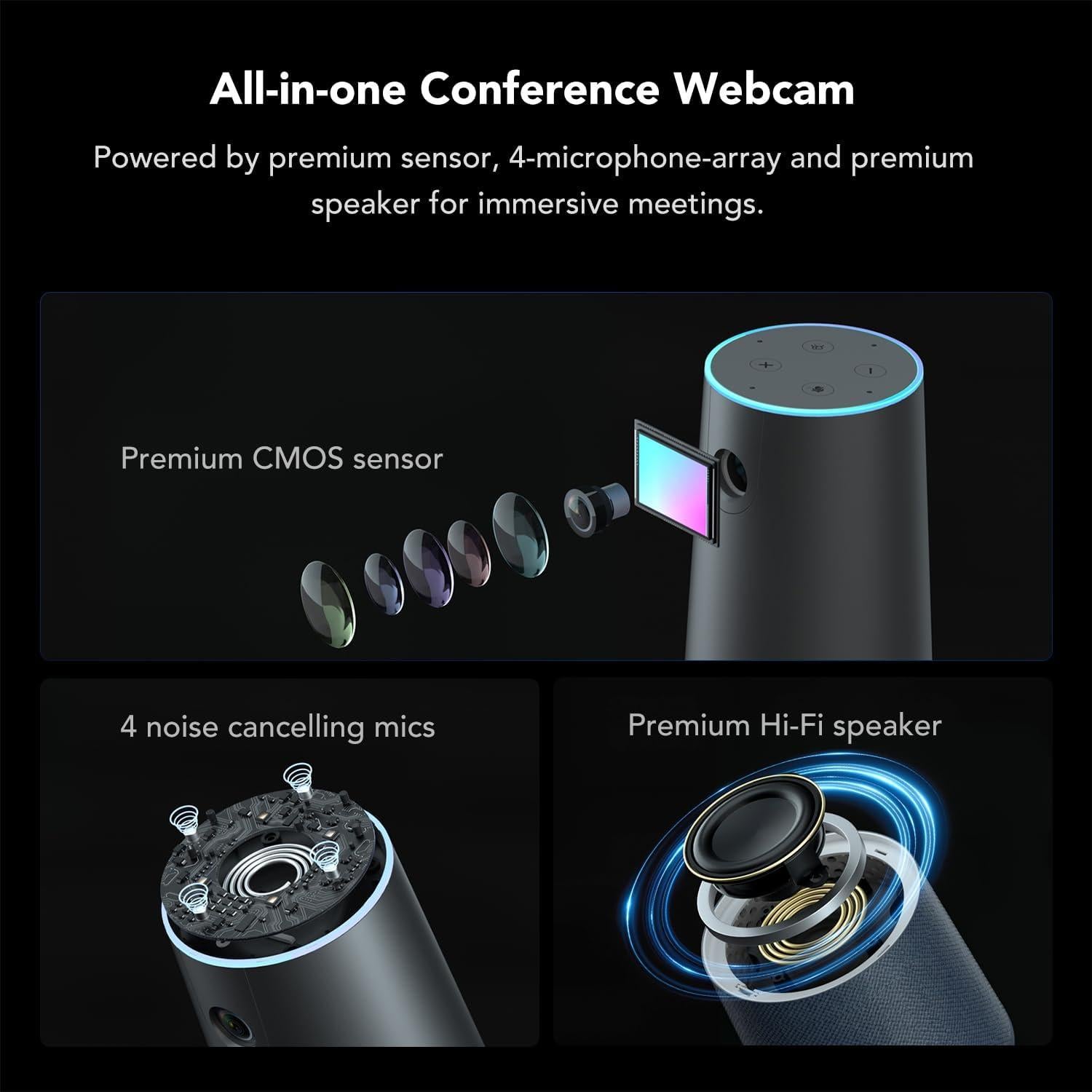 Cámara Web NEARITY C45 2K con Micrófono y Altavoz AI