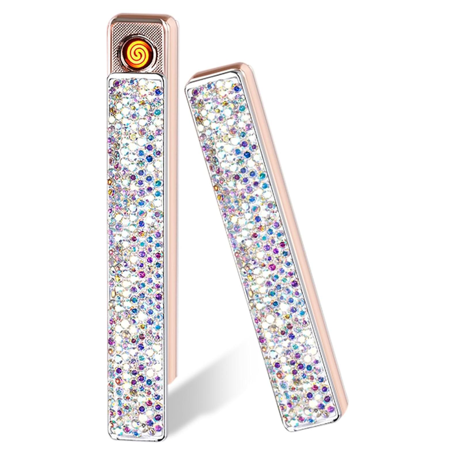 Encendedor Eléctrico Recargable Tipo-C CYJBAO Plata con Brillantes