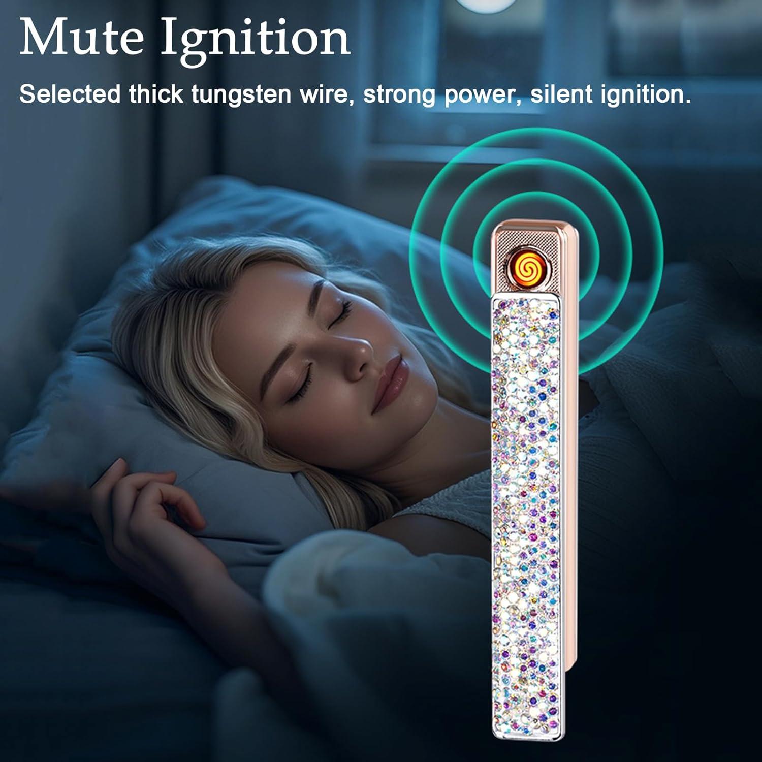 Encendedor Eléctrico Recargable Tipo-C CYJBAO Plata con Brillantes