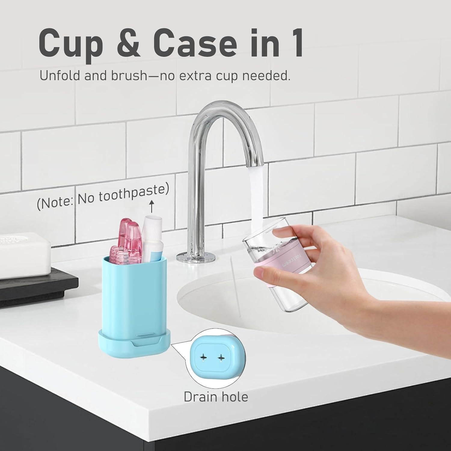 Estuche de Cepillo de Dientes de Viaje Netceem Azul 2-en-1