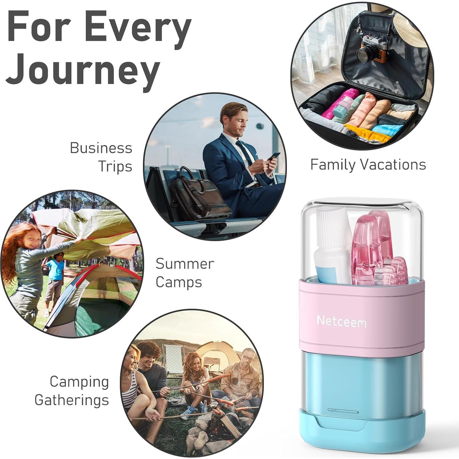 Estuche de Cepillo de Dientes de Viaje Netceem Azul 2-en-1