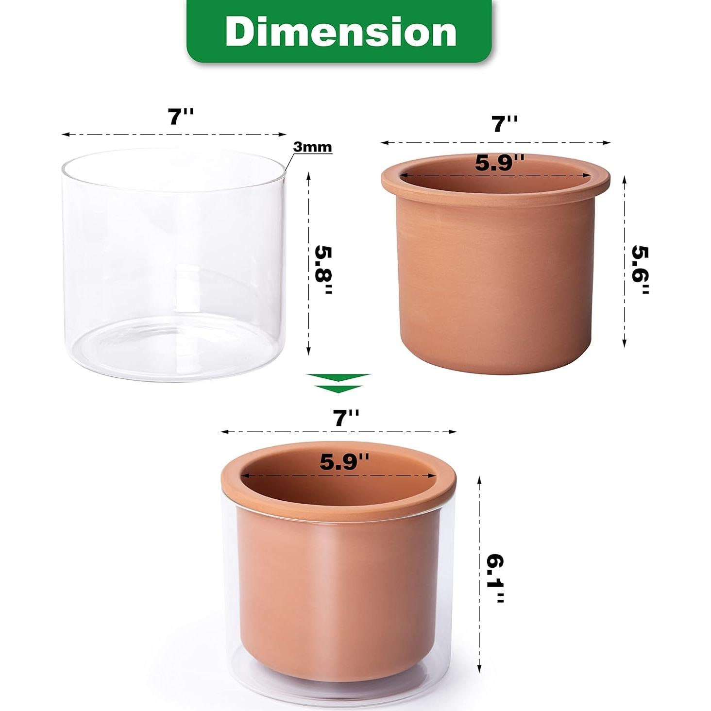 Maceta Autorriego Phoenix Vine 17.78 cm Terracota Cilíndrica