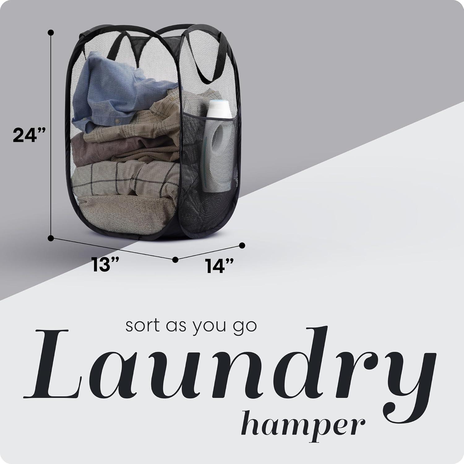 Cesta Plegable Handy Laundry 60L Malla Transpirable Negra