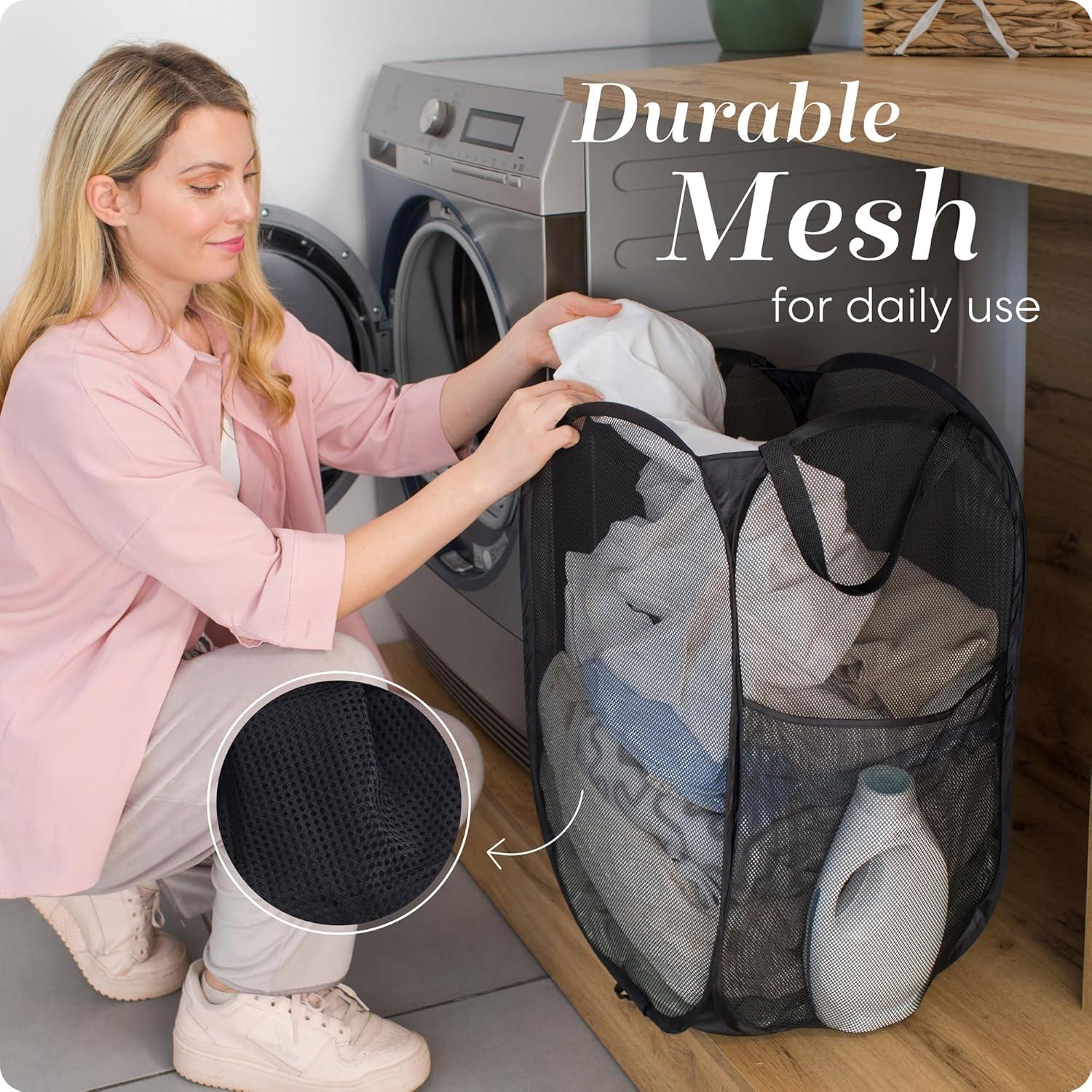 Cesta Plegable Handy Laundry 60L Malla Transpirable Negra