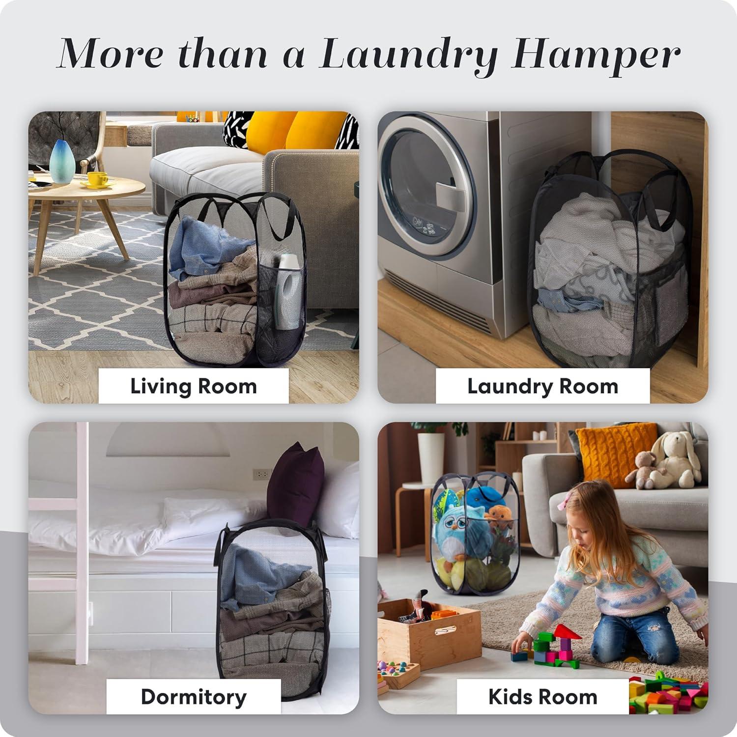 Cesta Plegable Handy Laundry 60L Malla Transpirable Negra