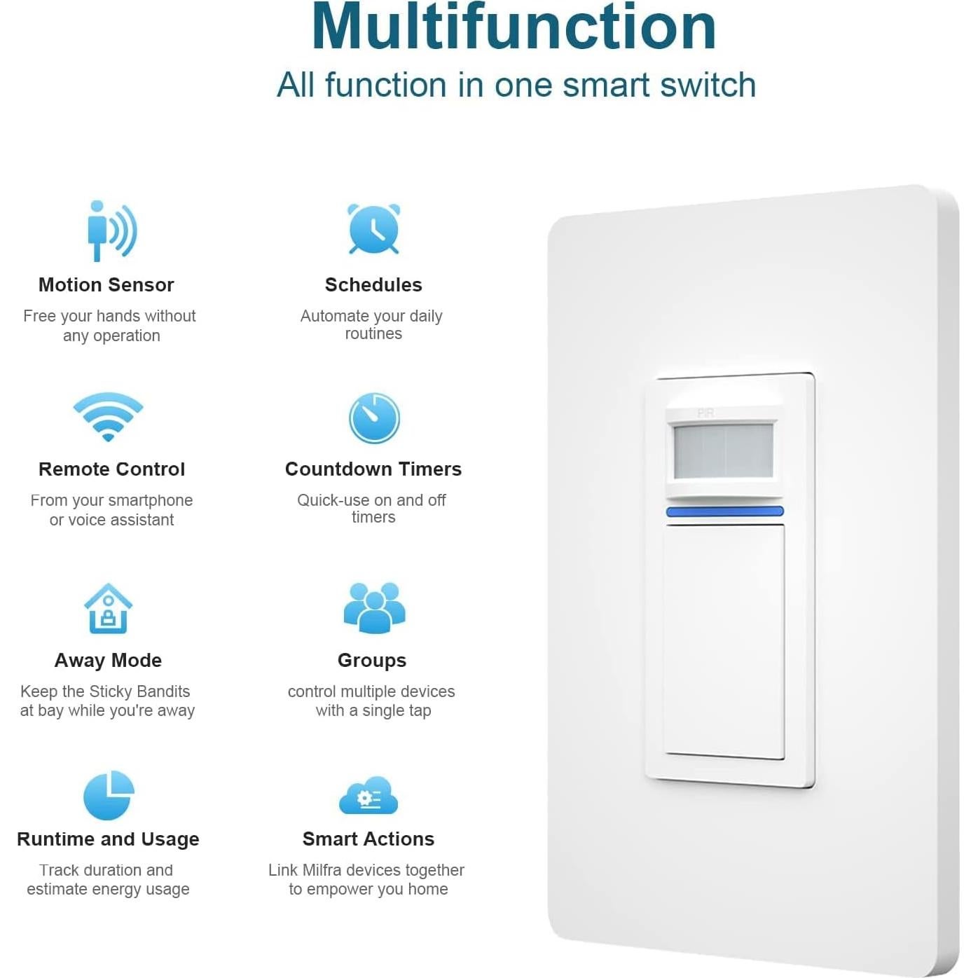 Interruptor de Luz Wi-Fi Nexete con Sensor de Movimiento PIR