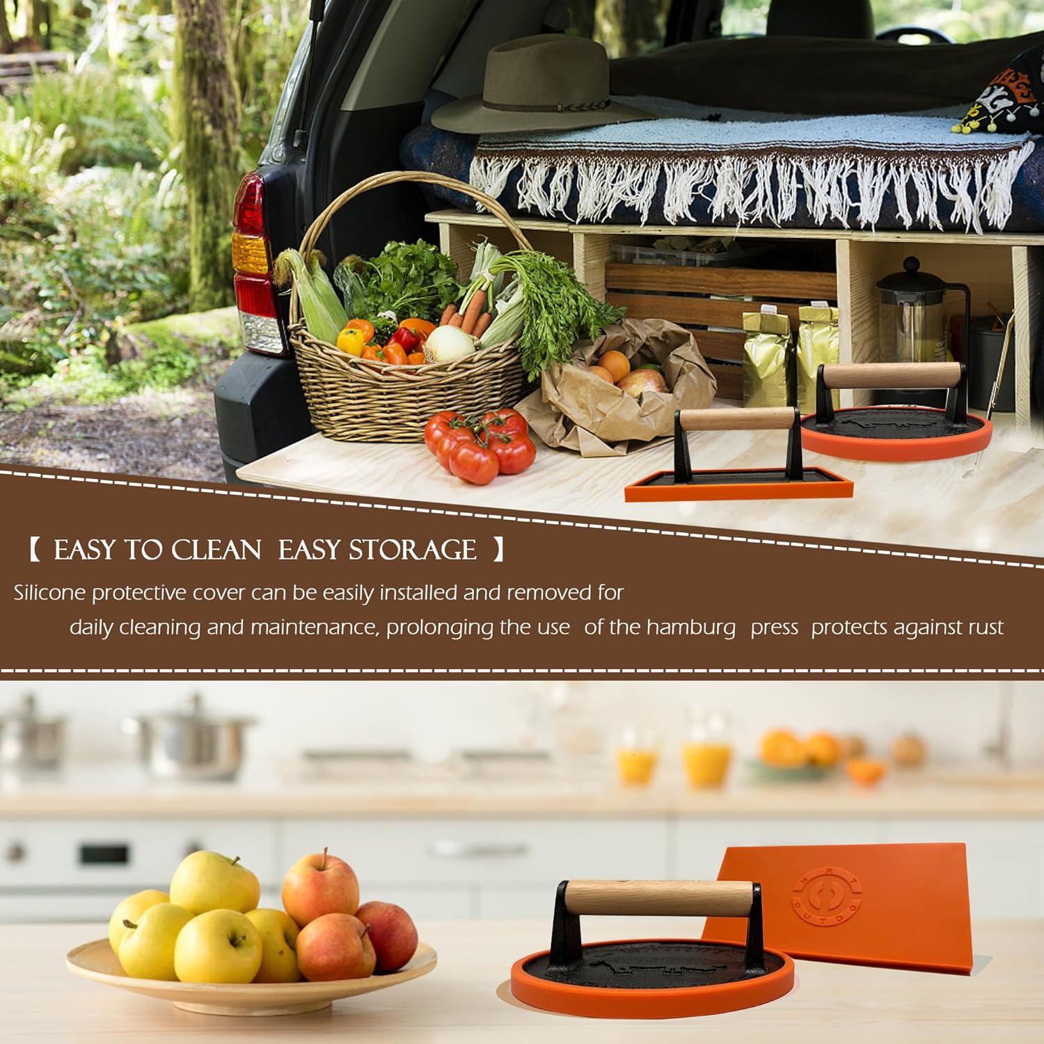 Prensa de Hamburguesa Hierro Fundido Outdo.MXT Redonda 18cm