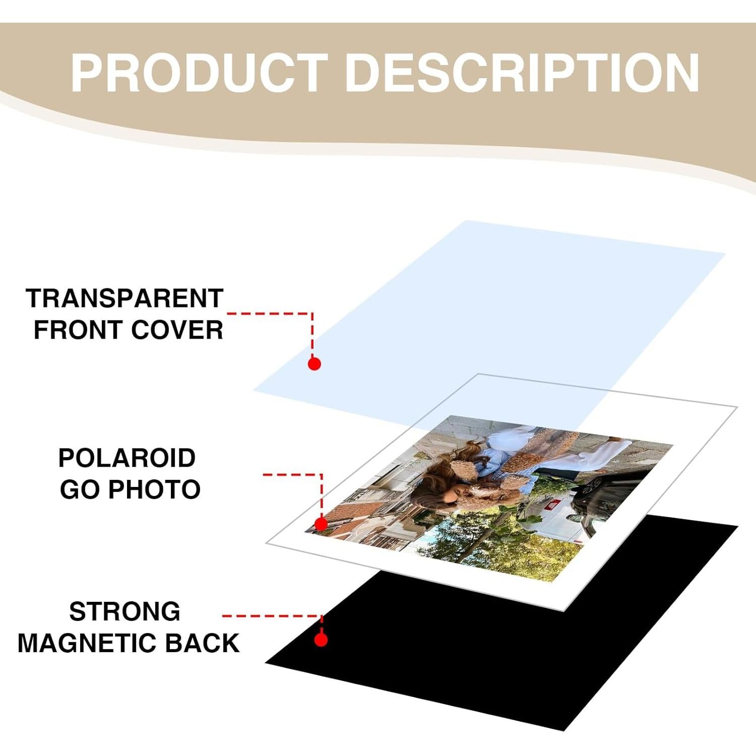 Marco de Foto Magnético CAIYOULE para Polaroid Go - 5 Paquetes 5.4x6.7 cm
