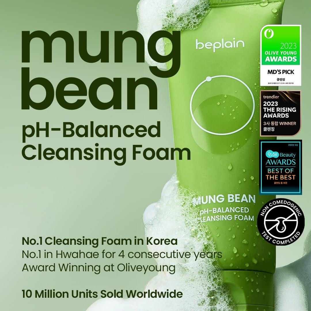 Espuma Limpiadora Facial Beplain Mung Bean 80ml - Sin Fragancia