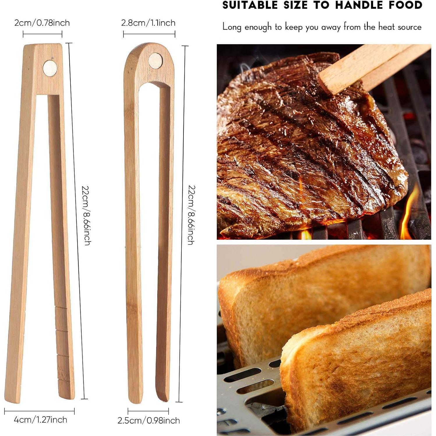 Pinzas de Madera Patelai 22 cm con Imán para Tostadora