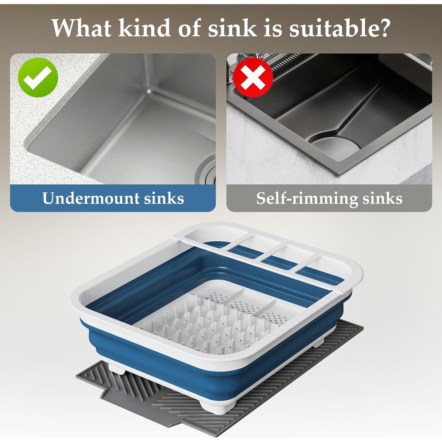 Escurridor de Platos Plegable udNmlaiebot Azul con Almohadilla