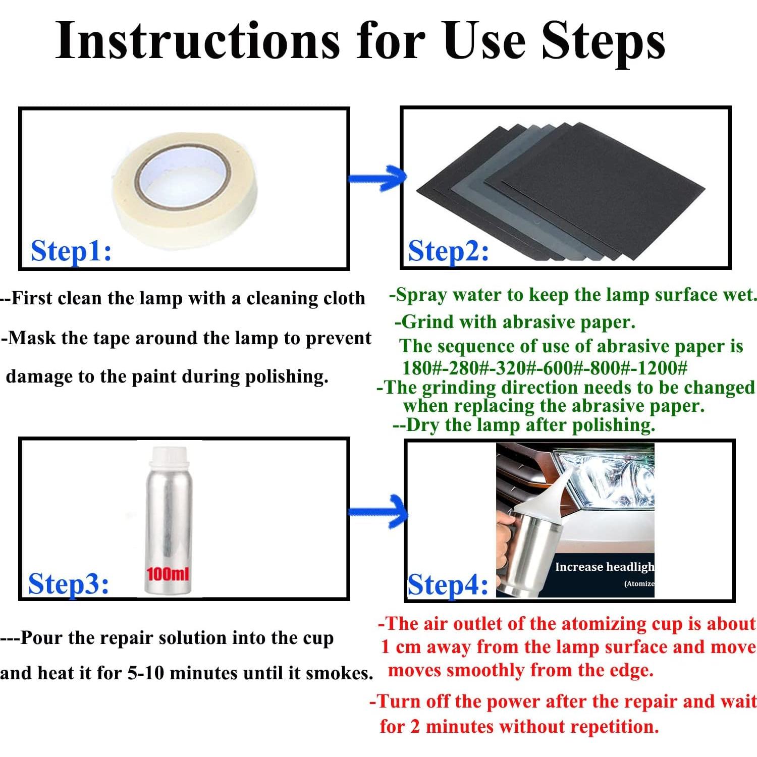 Kit de Pulido de Faros Ghguole CSF32 con 100 ml Restaurador