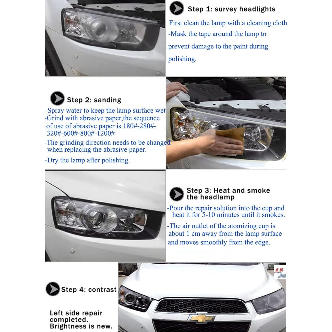 Kit de Pulido de Faros Ghguole CSF32 con 100 ml Restaurador