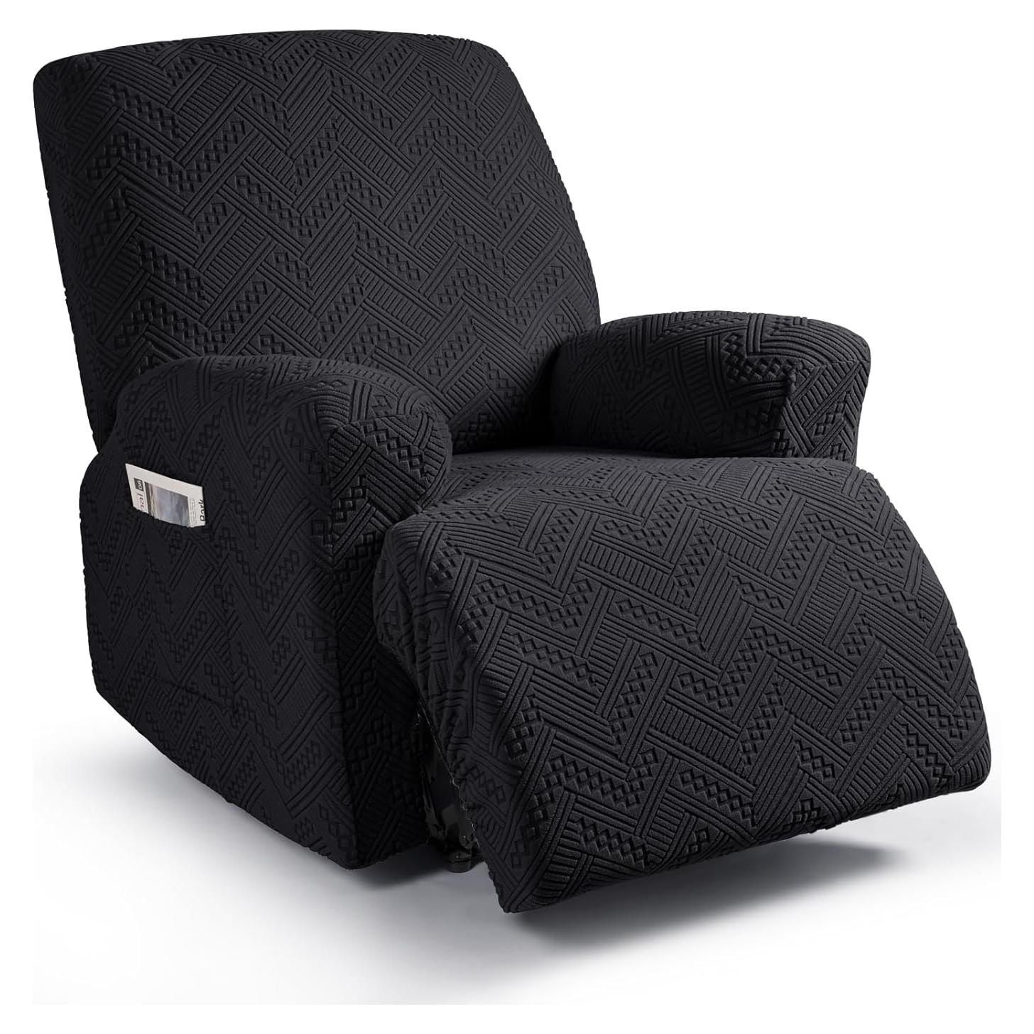 Cubierta de Sofá Reclinable Ruaozz Extra Grande Negra