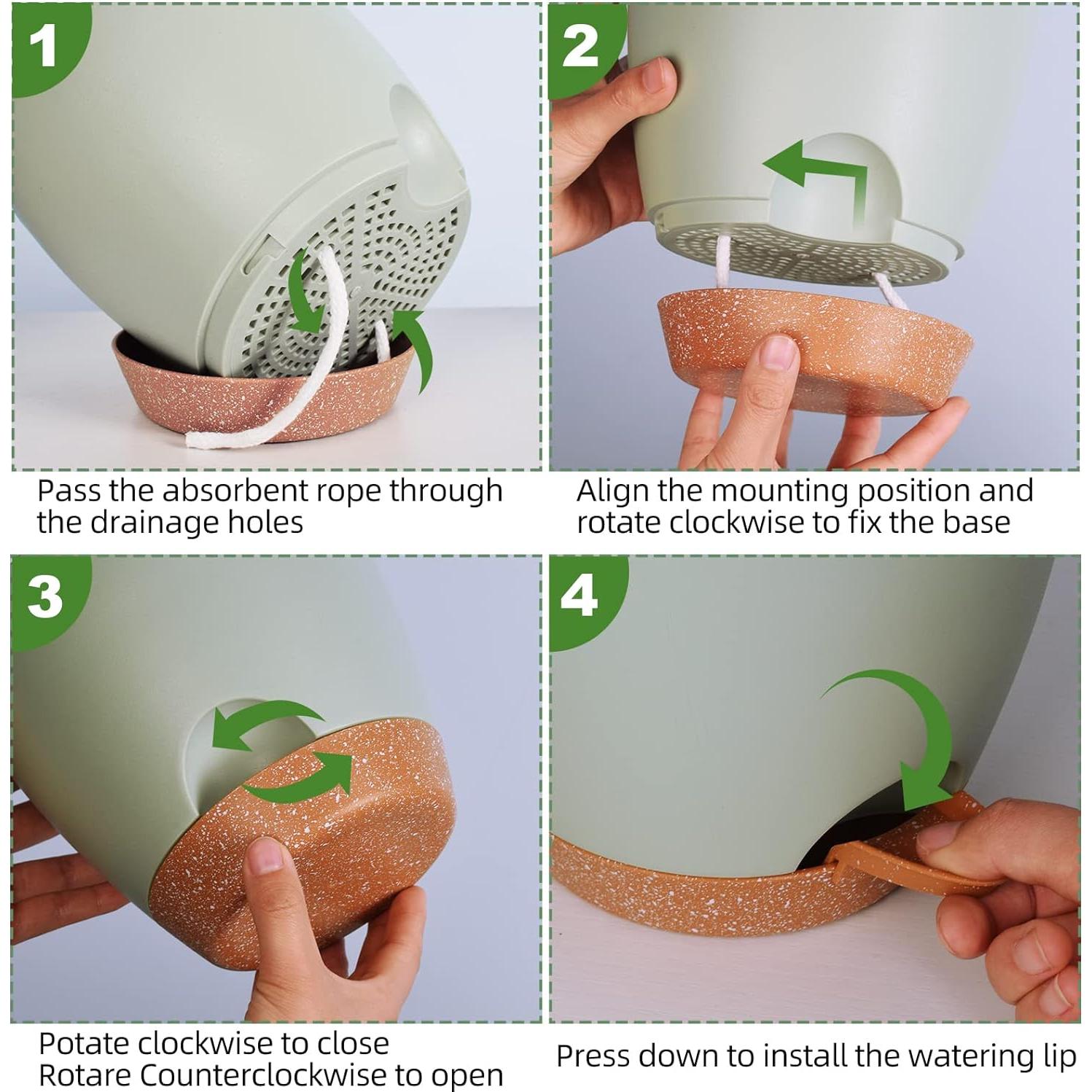 Macetas Autorriego Vanslogreen 5 Piezas Verde 12-18 cm