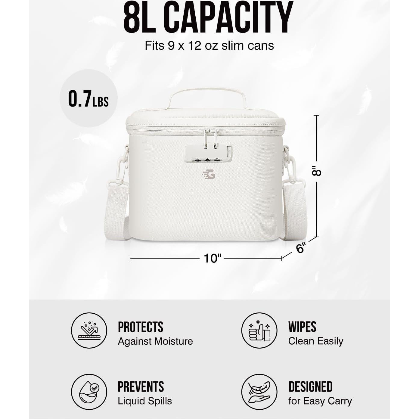 Bolsa de Almuerzo Aislante GLORIEROO Beige 8L Cerrable