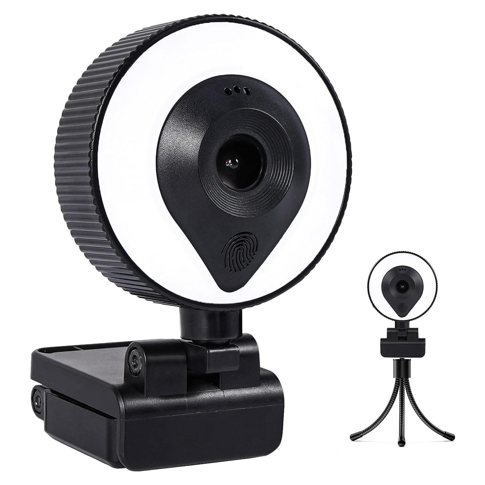 Cámara Web RERBO 2K con Luz Ajustable y Micrófono Estéreo