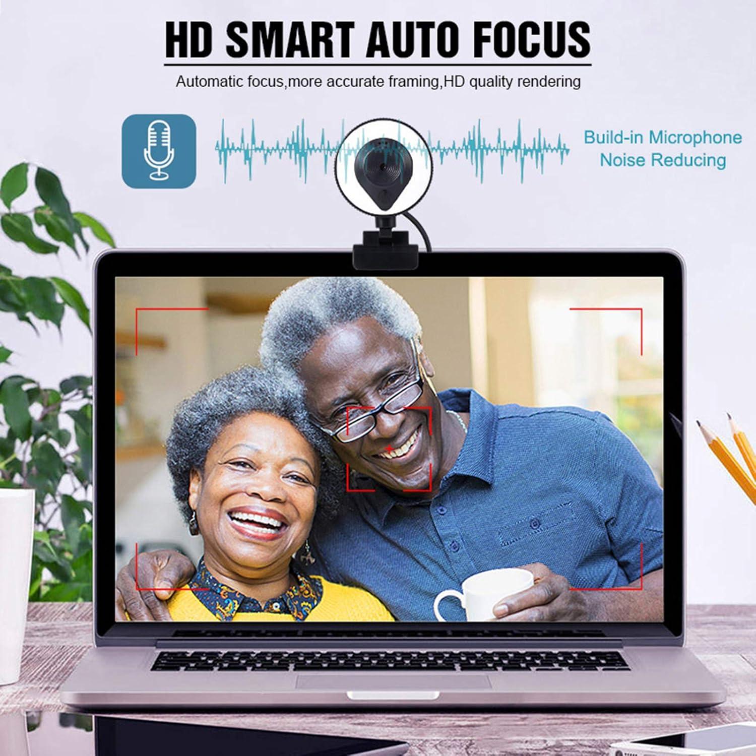 Cámara Web RERBO 2K con Luz Ajustable y Micrófono Estéreo