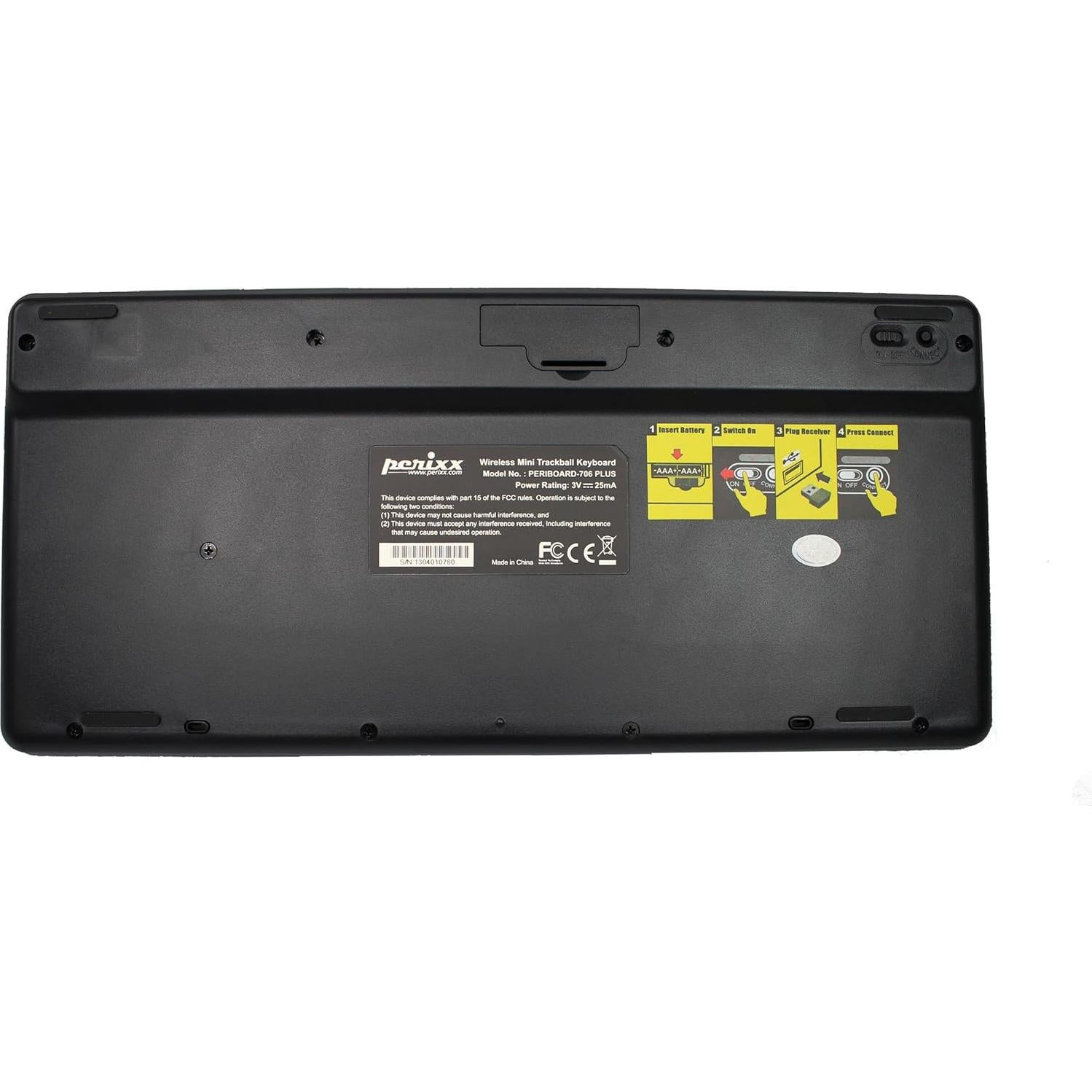 Teclado Mini Inalámbrico Perixx Periboard-706 con Trackball 1.4 cm